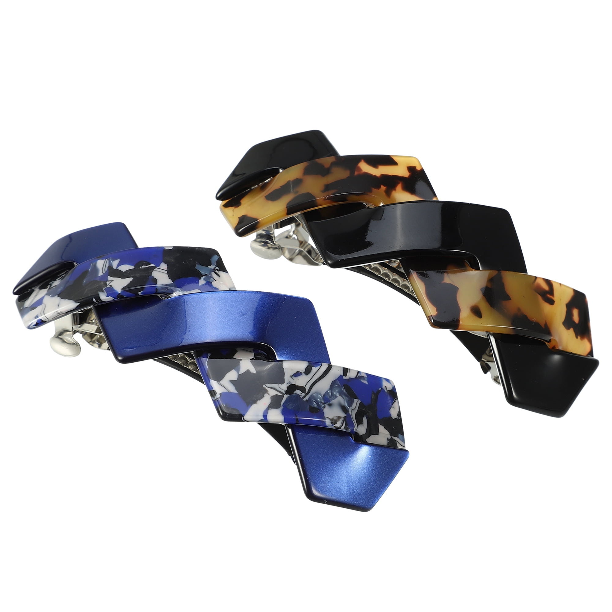 Unique Bargains 2Pcs Tortoise Shell Hair Barrettes Acetate Hair Clips Blue Amber