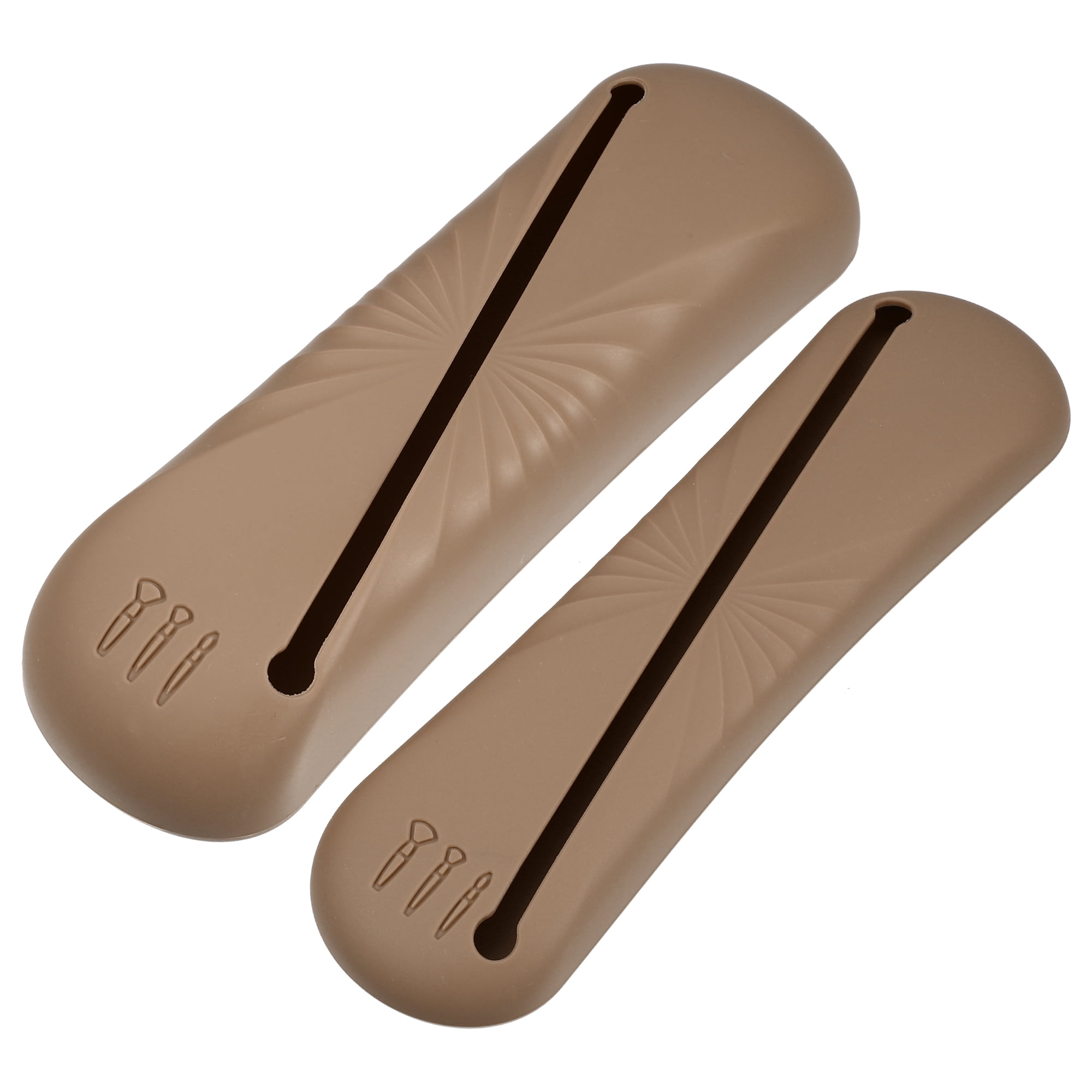 Unique Bargains 2Pcs Travel Makeup Bag Makeup Organizer Bag Silicone Portable Brown