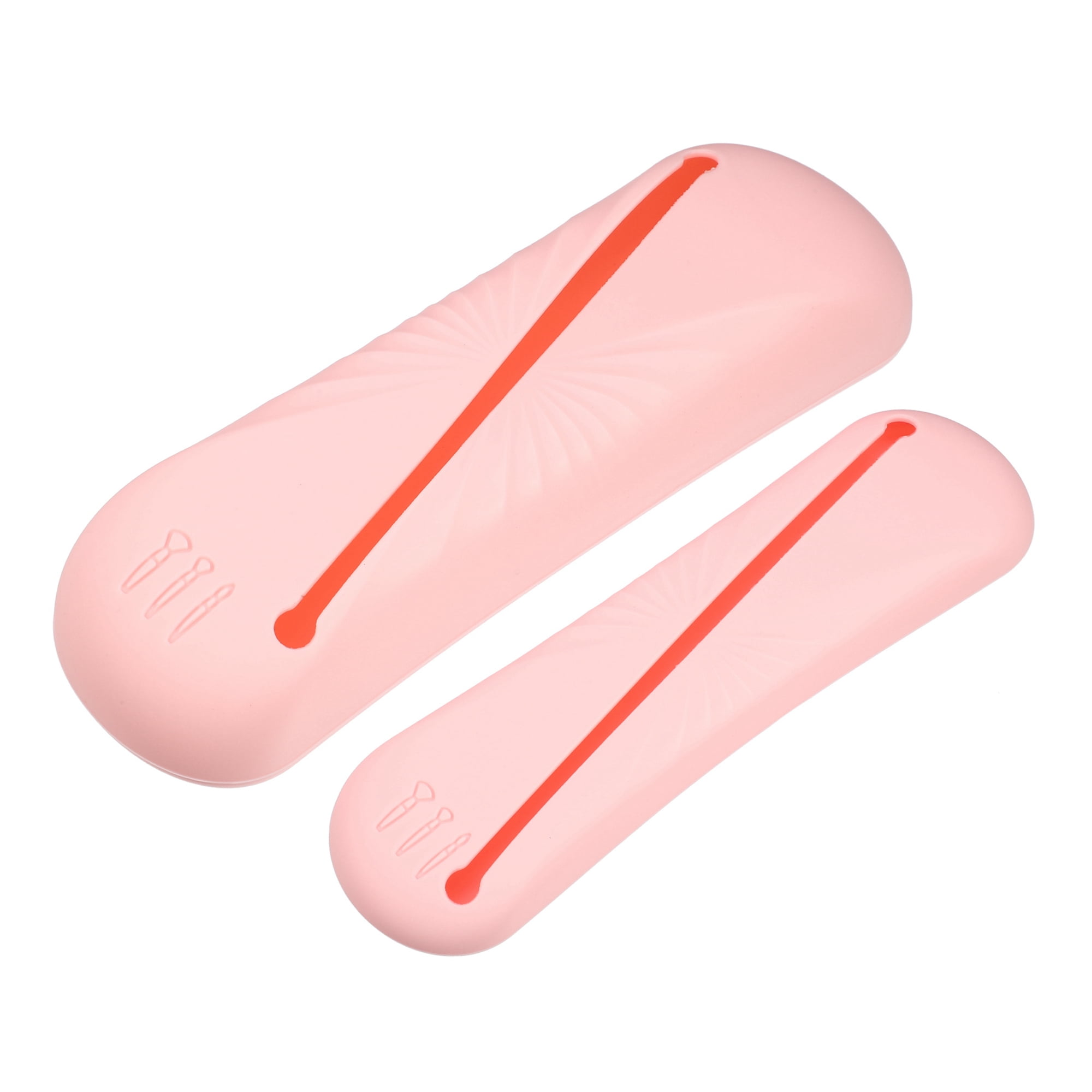 Unique Bargains 2Pcs Travel Makeup Bag Makeup Organizer Bag Silicone Portable Pink