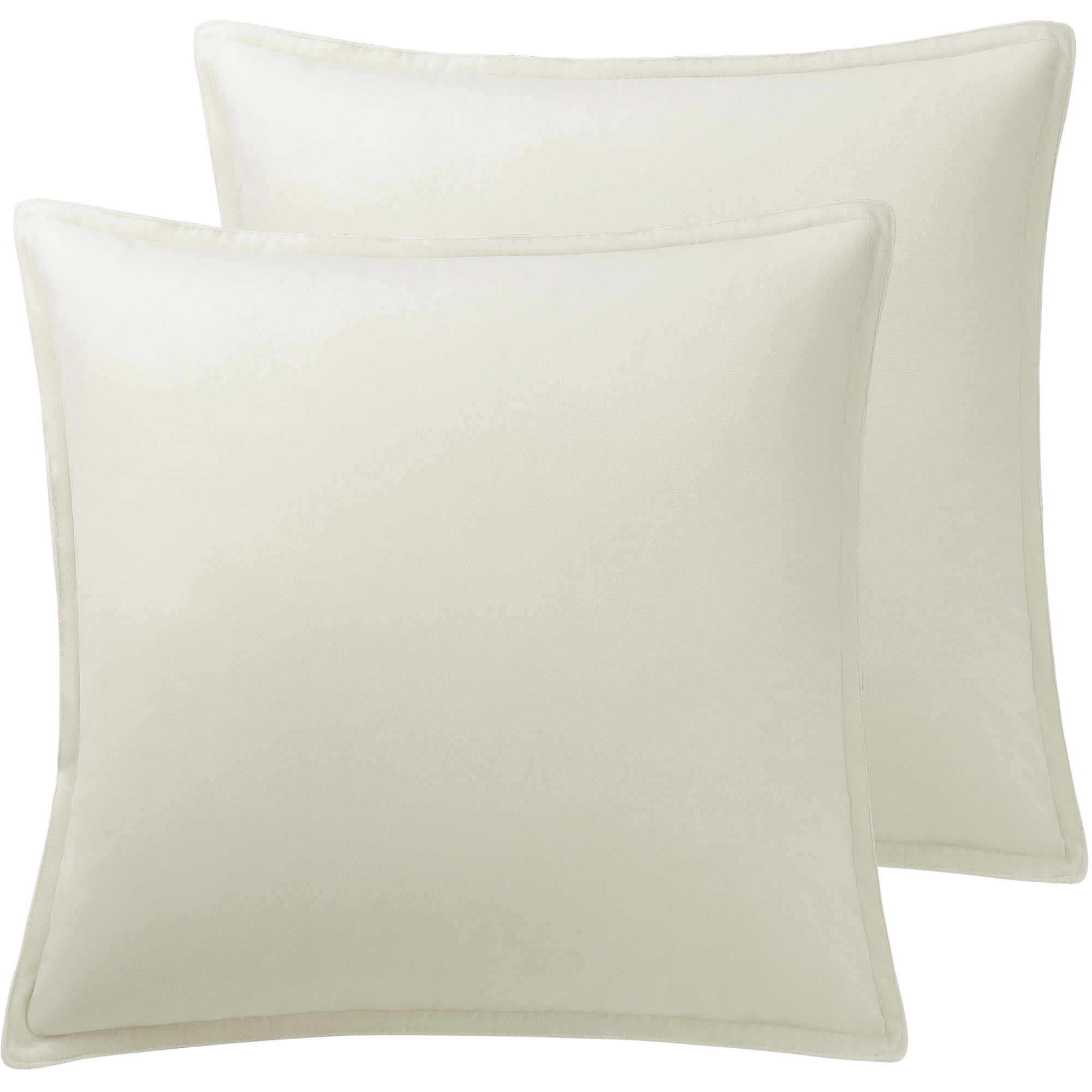 Unique Bargains 2Pcs Velvet Soft for Sofa Throw Pillow Covers Beige White 18"x18"
