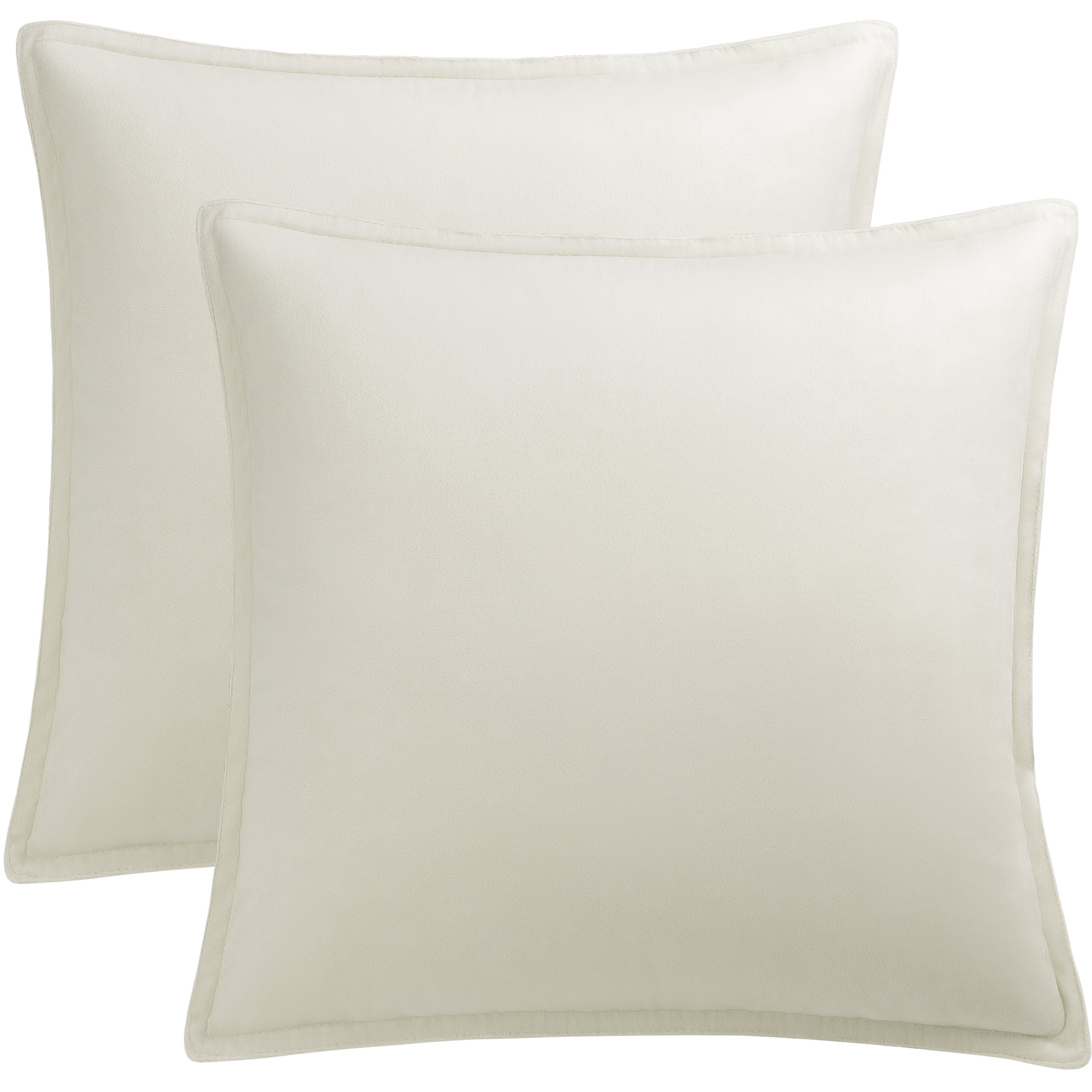 Unique Bargains 2Pcs Velvet Soft for Sofa Throw Pillow Covers Beige White 20"x20"