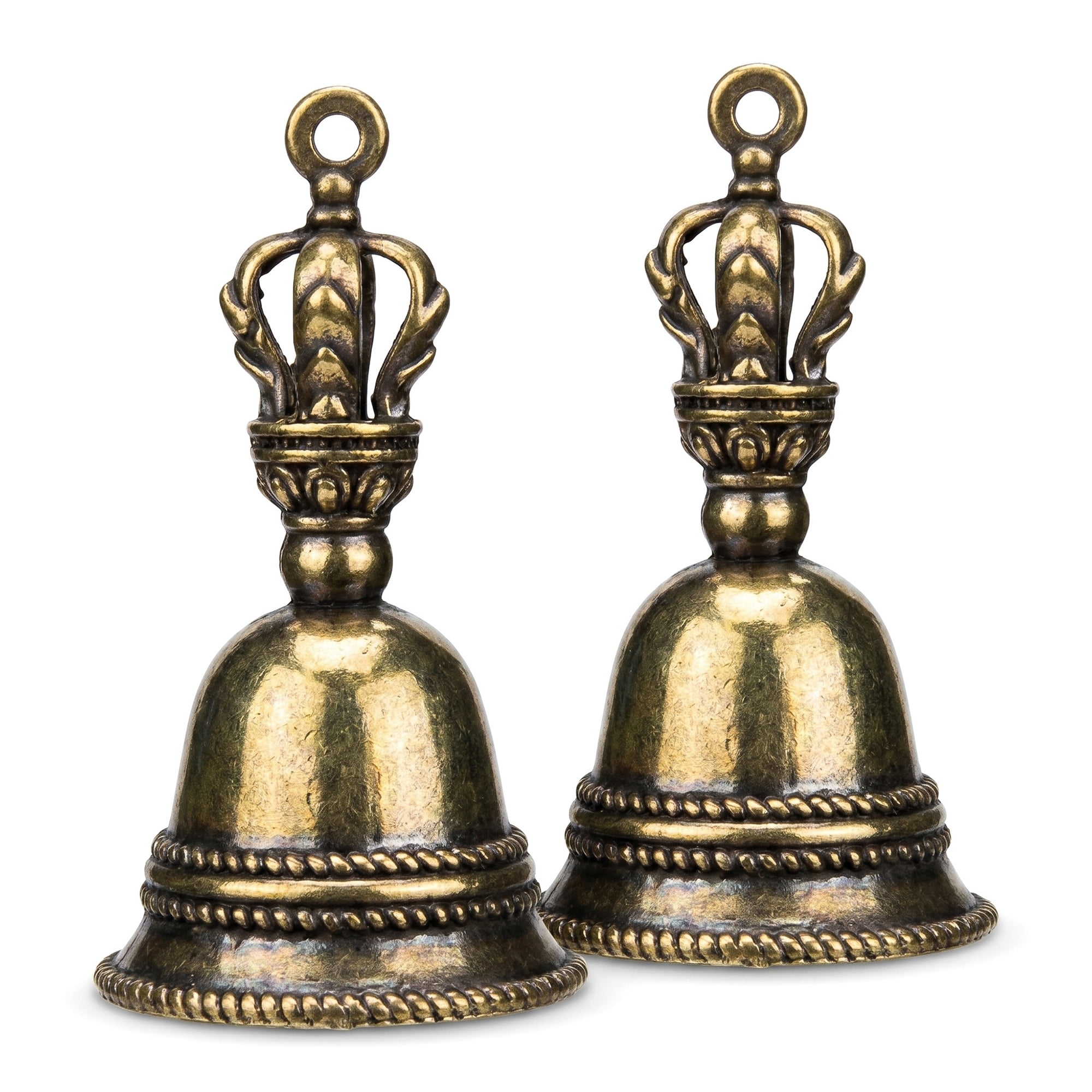 Unique Bargains 2Pcs Vintage Hanging Brass Craft Bells Bronze 3.1" x 3.1" x 5.1"