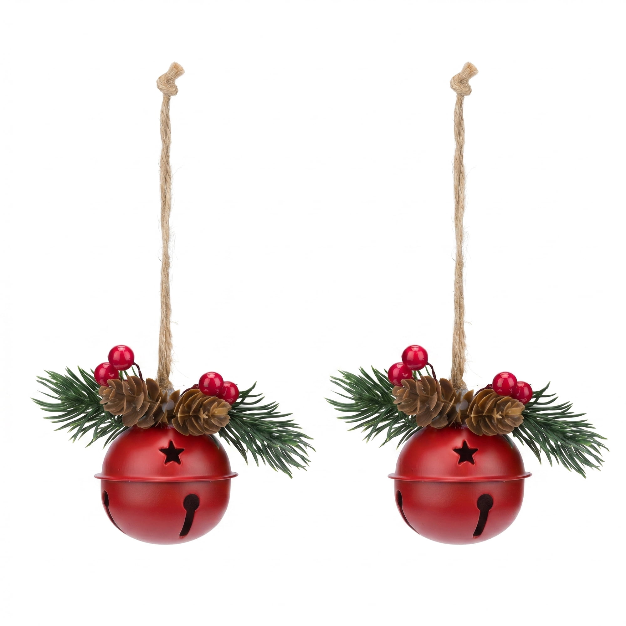 Unique Bargains 2Pcs Vintage Iron Door Knob Protection Hanging Bells Red 2" x 2" x 5.1"