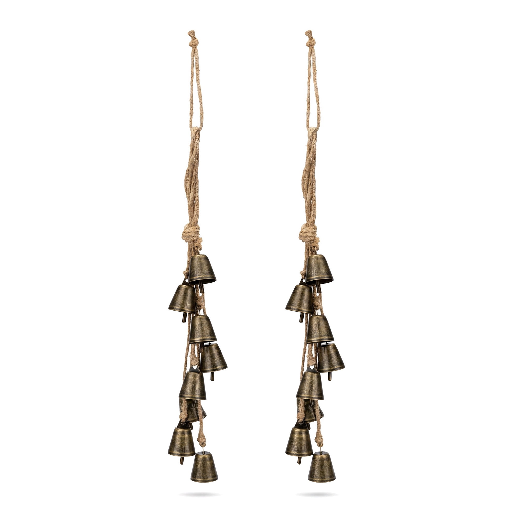 Unique Bargains 2Pcs Wall Hanging Protection Rustic Iron Bells Bronze 1" x 1" x 16.5"