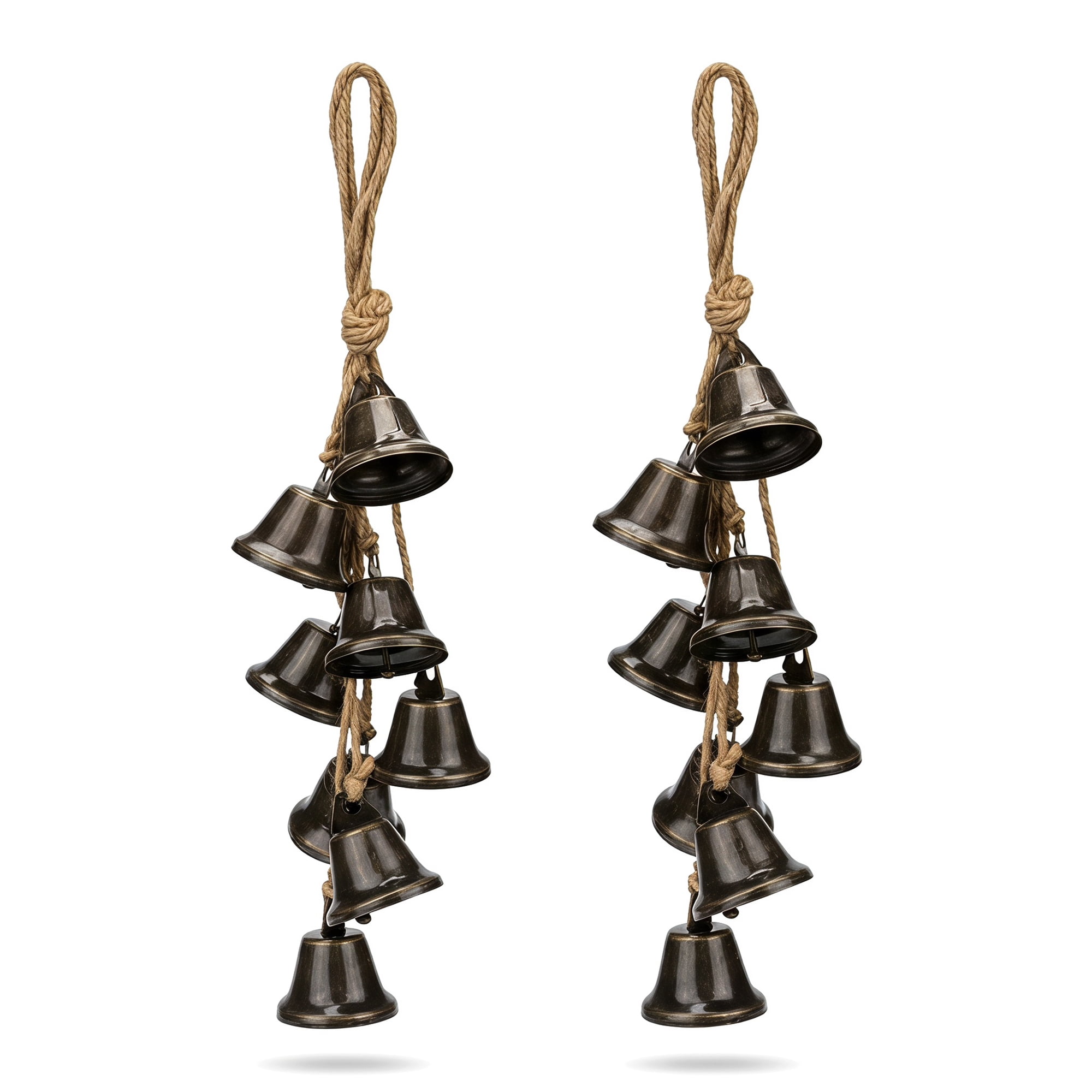 Unique Bargains 2Pcs Wall Hanging Protection Rustic Iron Bells Copper 1" x 1" x 16.5"