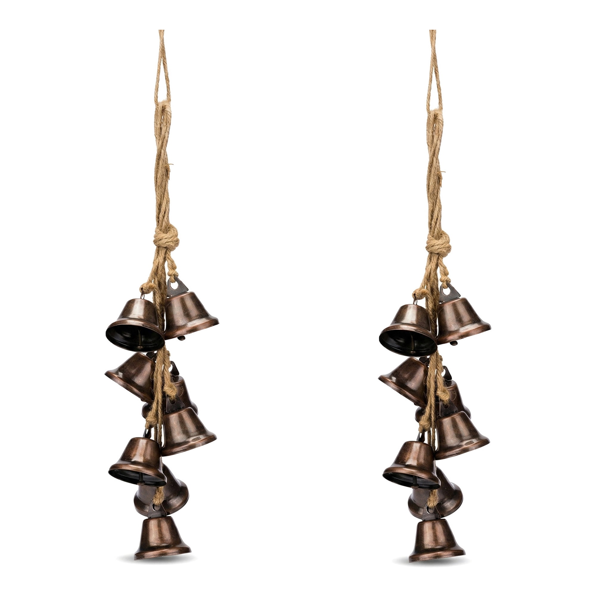 Unique Bargains 2Pcs Wall Hanging Protection Rustic Iron Bells Red Bronze 1" x 1" x 16.5"