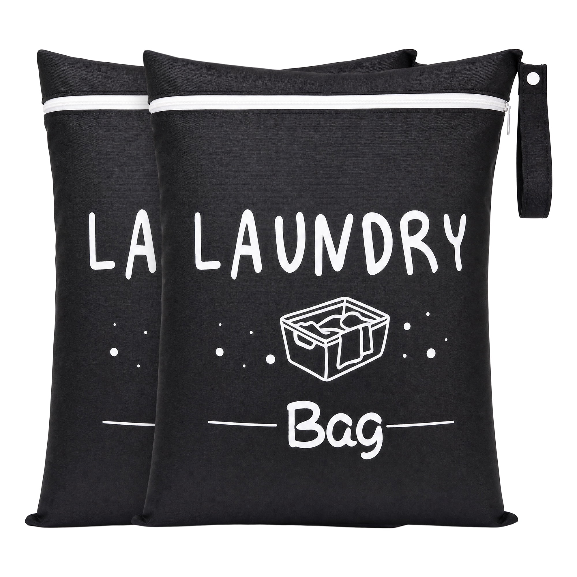 Unique Bargains 2Pcs Waterproof Wet Dry Lightweight Mesh Laundry Bag Black 15" x 18.9"