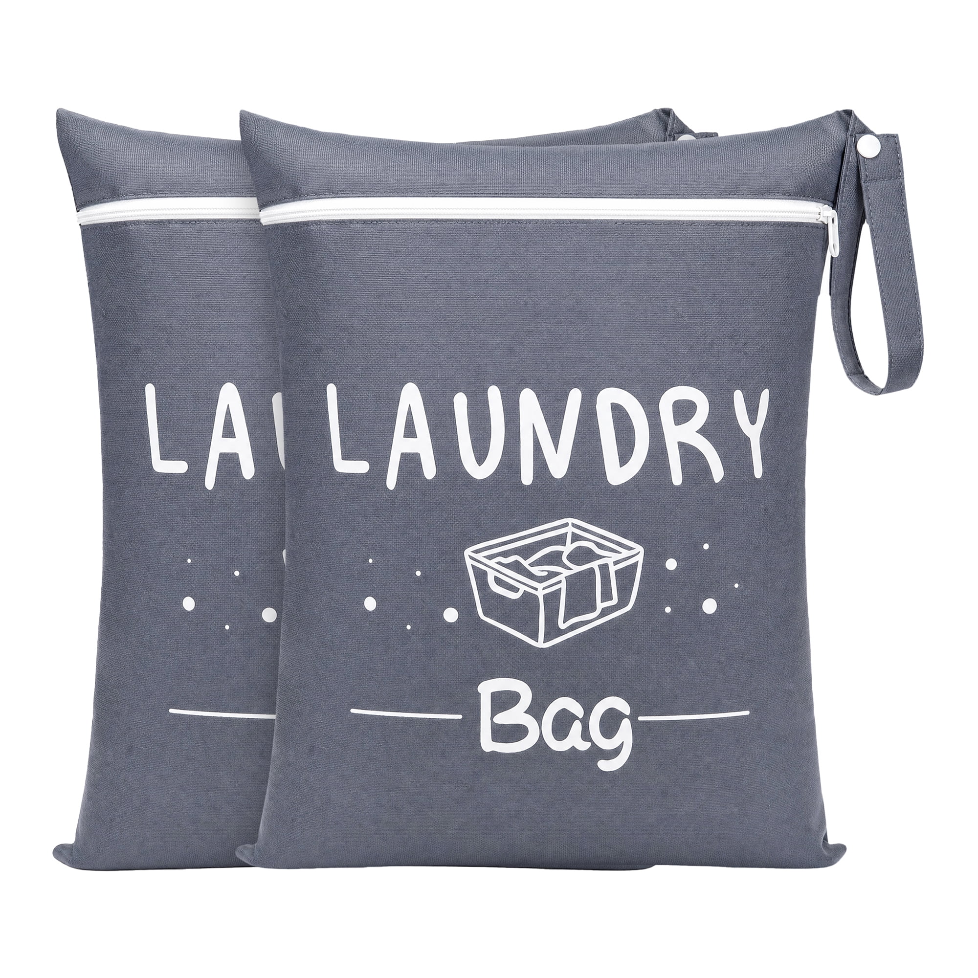 Unique Bargains 2Pcs Waterproof Wet Dry Lightweight Mesh Laundry Bag Gray 15" x 18.9"