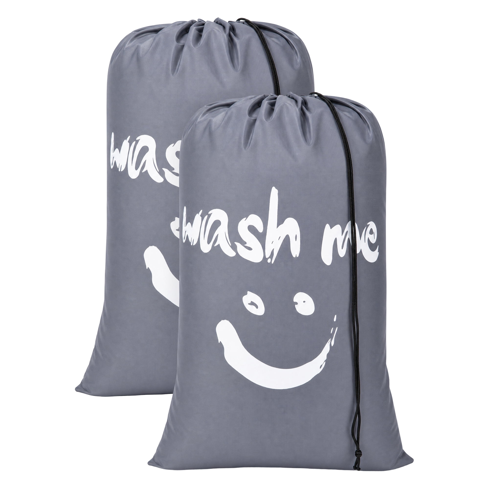 Unique Bargains 2Pcs Waterproof Wet Dry Travel Laundry Bag Gray 24" x 36.2"