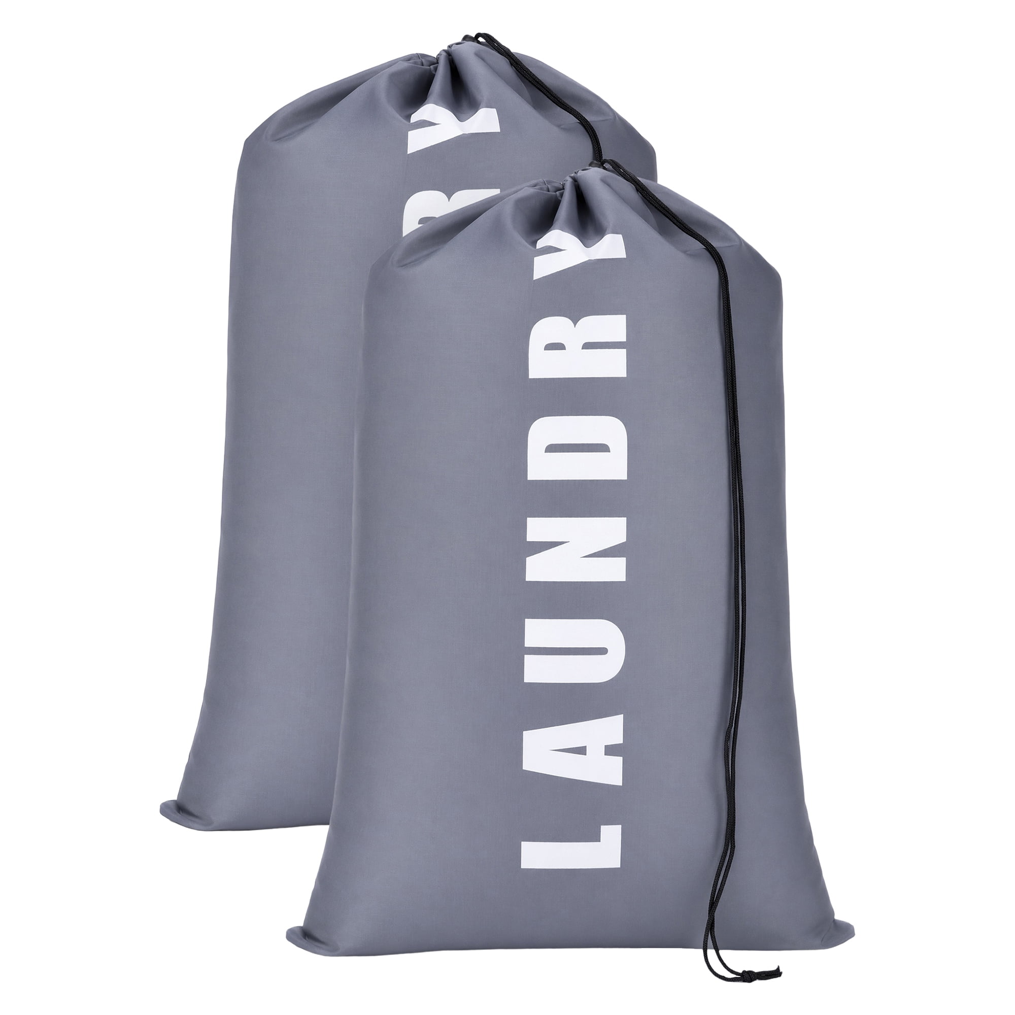 Unique Bargains 2Pcs Waterproof Wet Dry Travel Laundry Bag Gray-White 24" x 36.2"