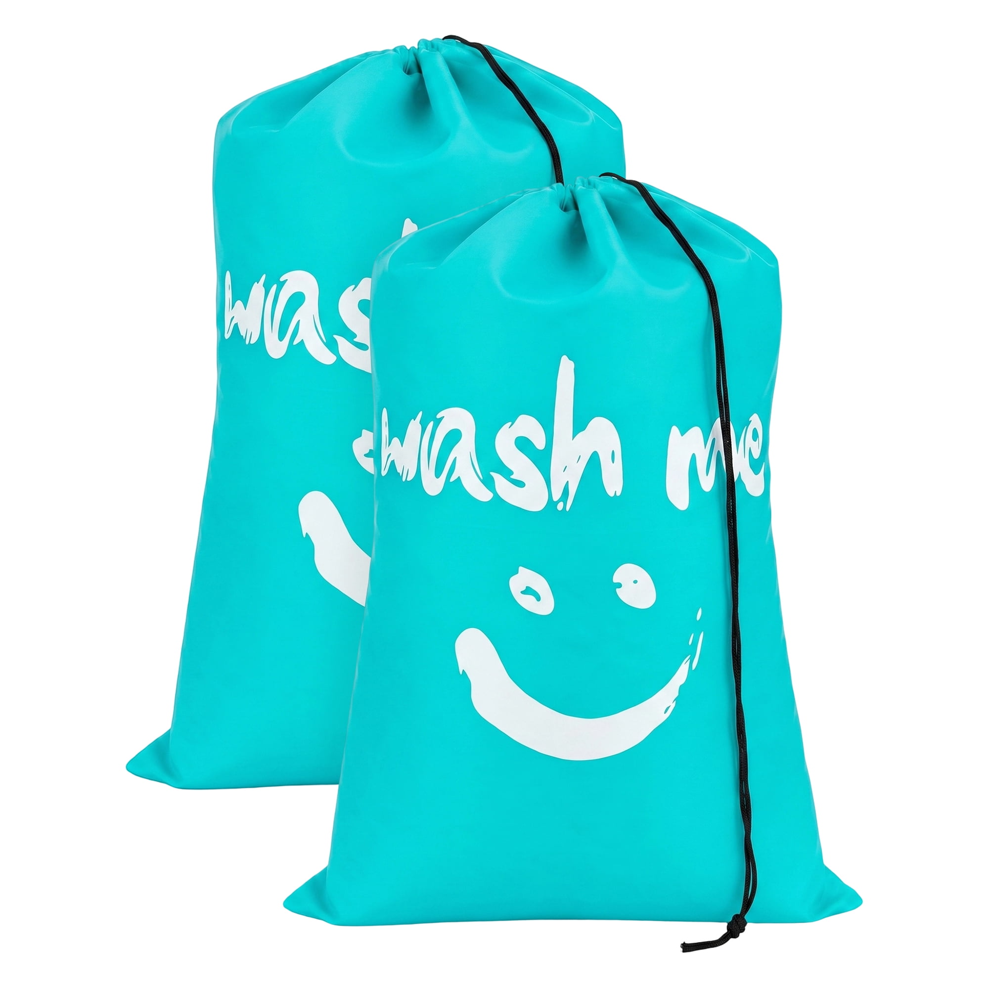 Unique Bargains 2Pcs Waterproof Wet Dry Travel Laundry Bag Green 24" x 36.2"