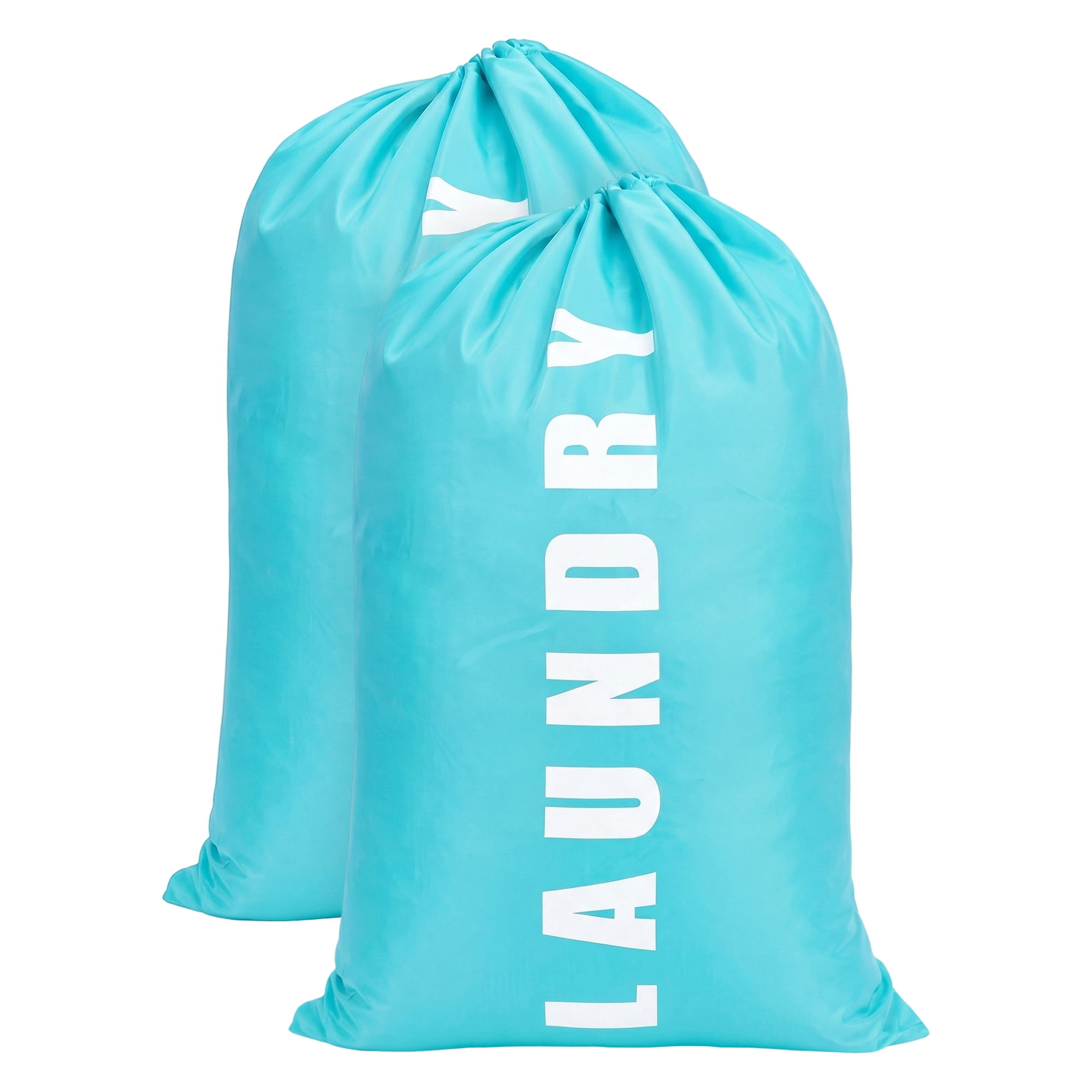 Unique Bargains 2Pcs Waterproof Wet Dry Travel Laundry Bag Green-White 24" x 36.2"