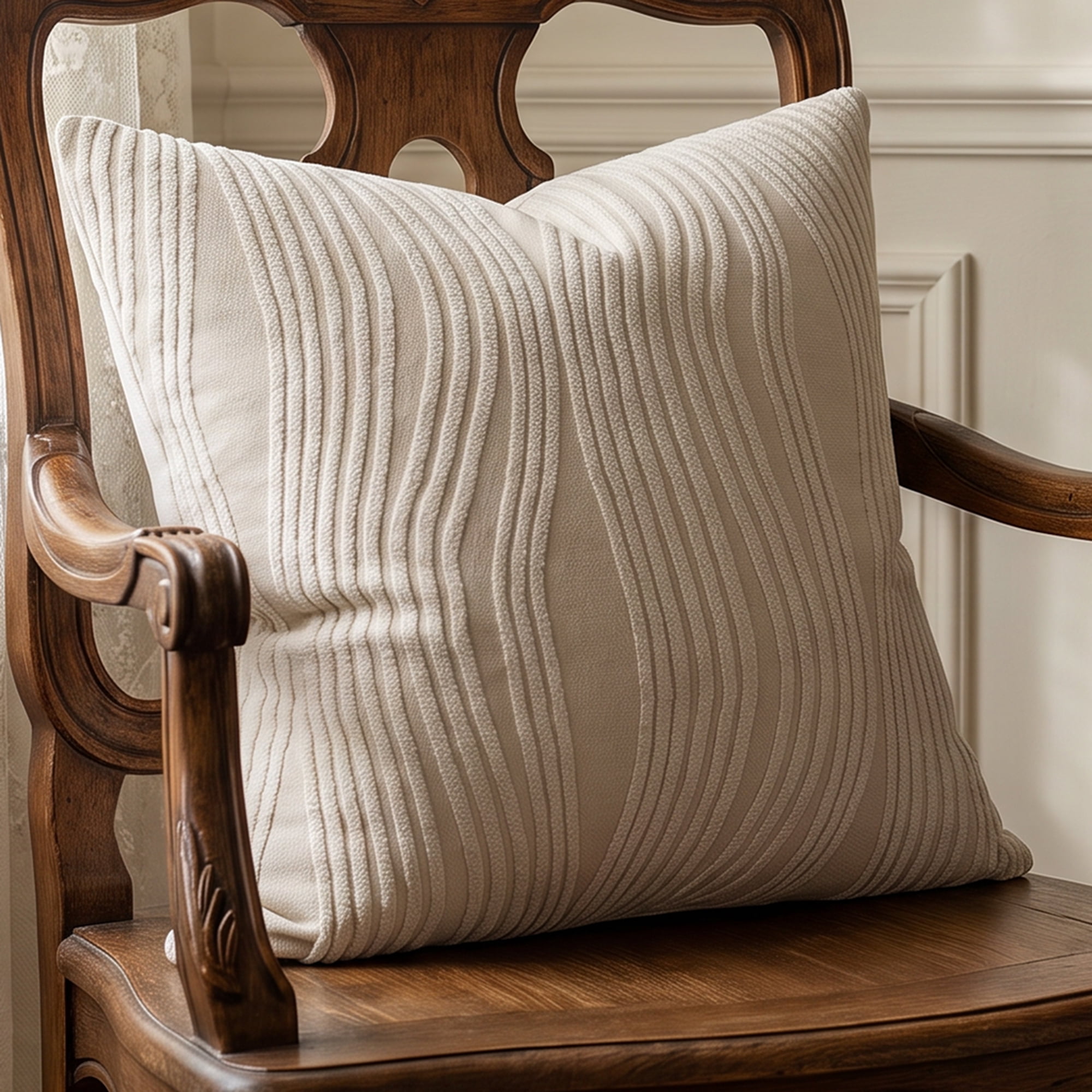 Unique Bargains 2Pcs Wave Textured Pillow Cover Jacquard Cushion Cases Light Grey 18"x18"
