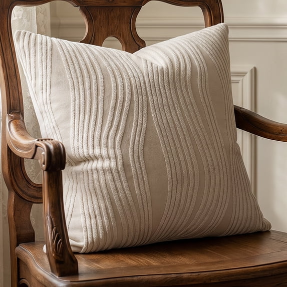 Unique Bargains 2Pcs Wave Textured Pillow Cover Jacquard Cushion Cases Light Grey 18"x18"
