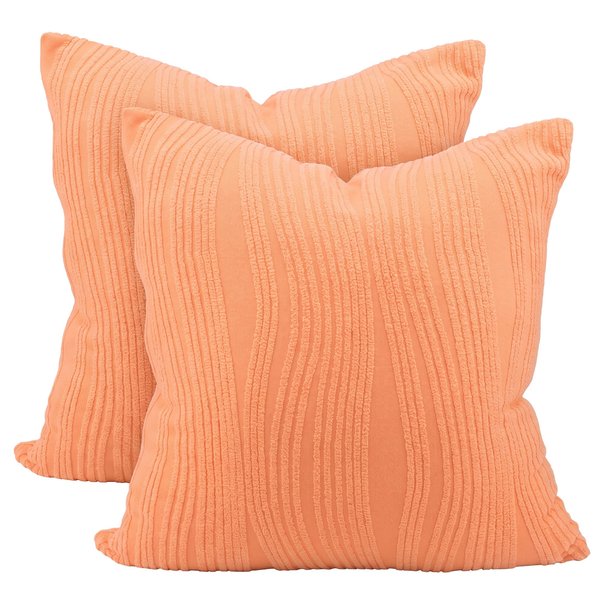Unique Bargains 2Pcs Wave Textured Pillow Cover Jacquard Cushion Cases Orange 18"x18"