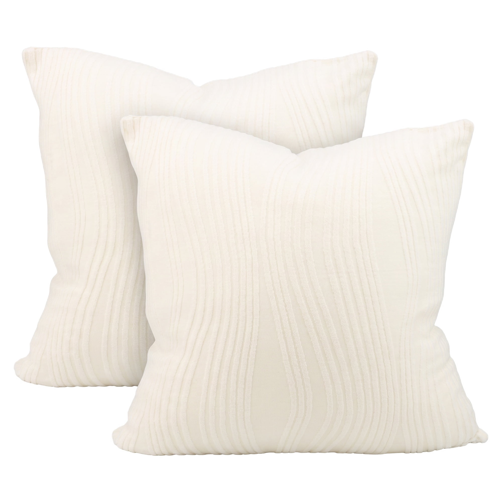 Unique Bargains 2Pcs Wave Textured Throw Pillow Cover Jacquard Cushion Cases Beige 18"x18"