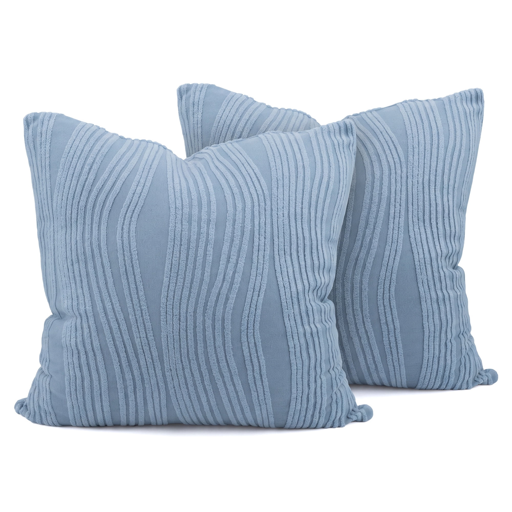 Unique Bargains 2Pcs Wave Textured Throw Pillow Cover Jacquard Cushion Cases Blue 18"x18"