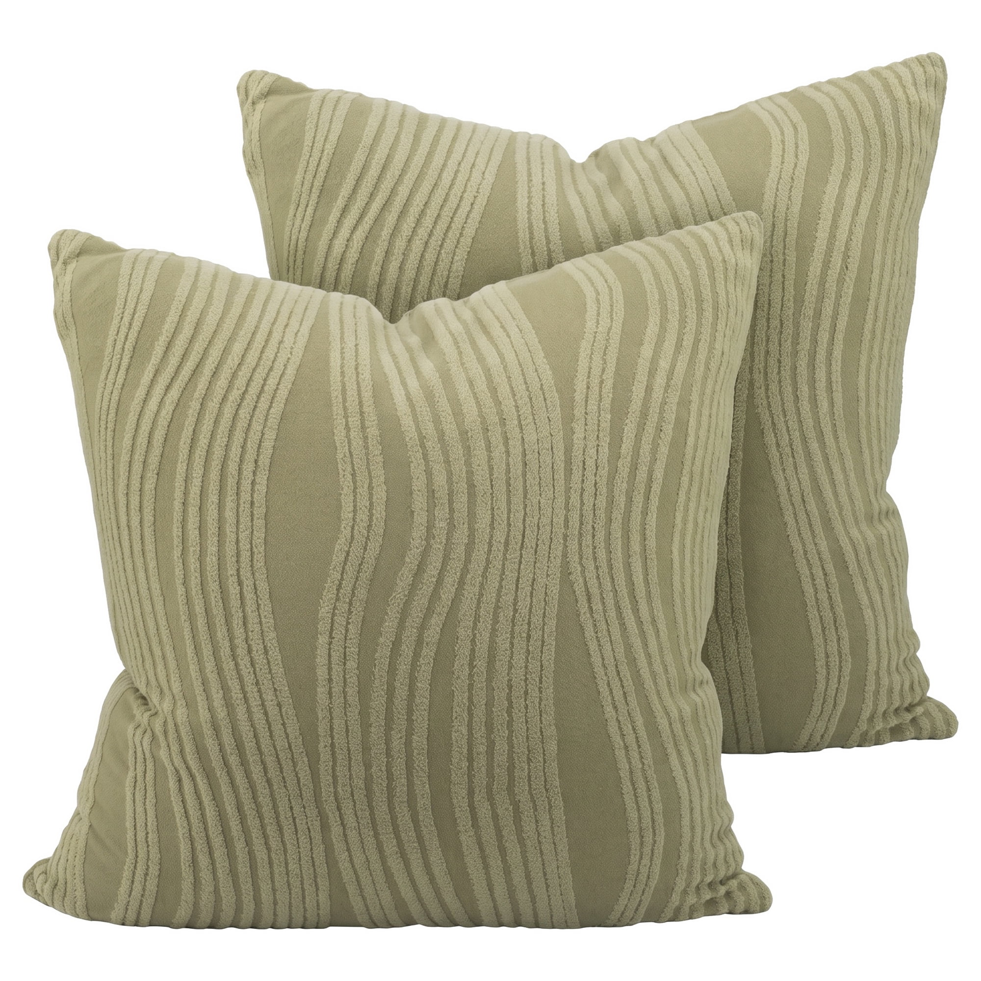 Unique Bargains 2Pcs Wave Textured Throw Pillow Cover Jacquard Cushion Cases Green 18"x18"