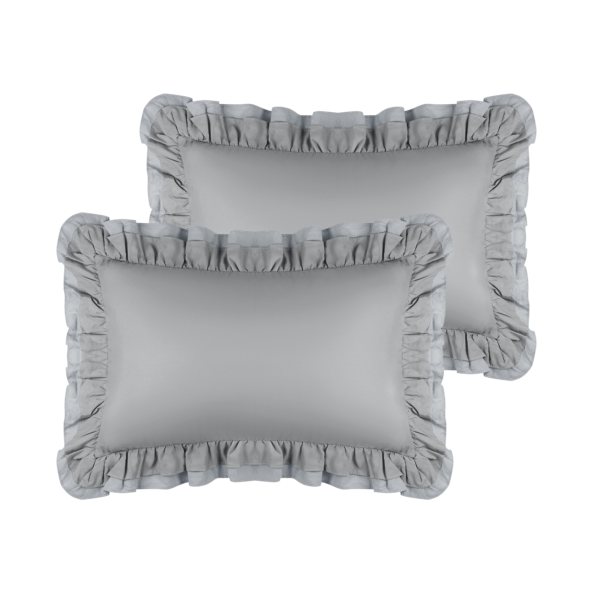 Unique Bargains 2Pcs Wide Lace Double Layer Envelope Closure Pillow Shams Gray Queen Walmart
