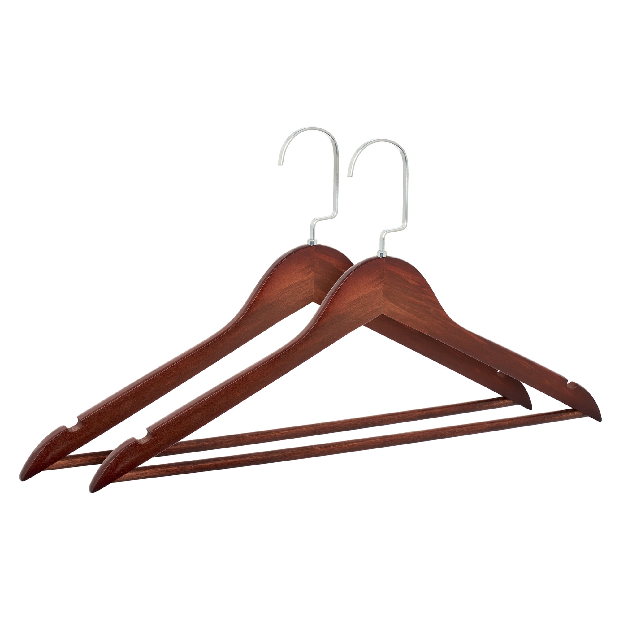 Unique Bargains 2Pcs Wood 360-Degree Space Saving Clothes Hangers Dark Brown
