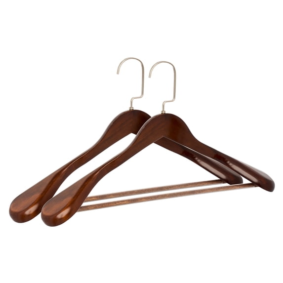 Unique Bargains 2Pcs Wood 360-Degree Space Saving Clothes Hangers Flat Hook