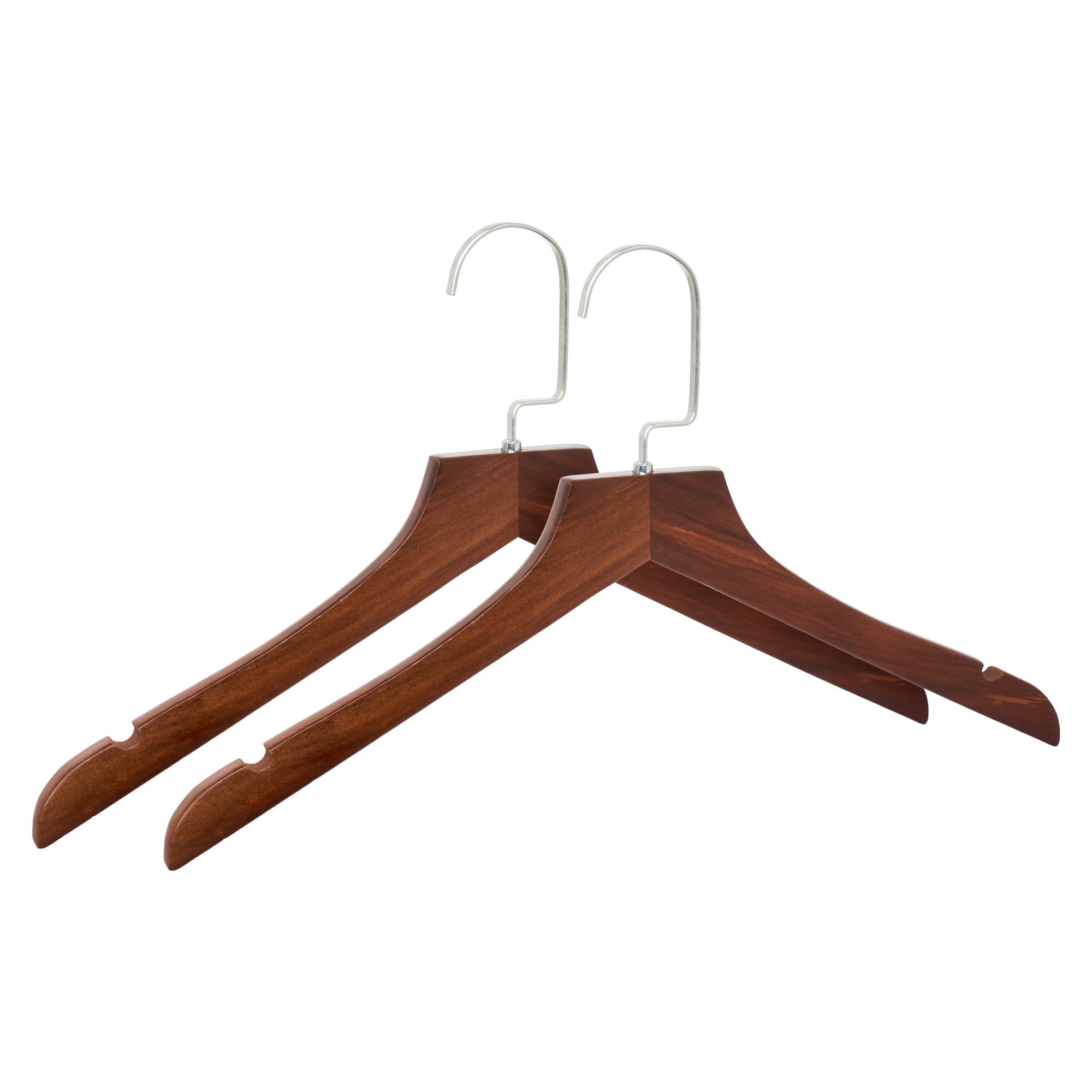 Unique Bargains 2Pcs Wood 360-Degree Space Saving Clothes Hangers Light Brown