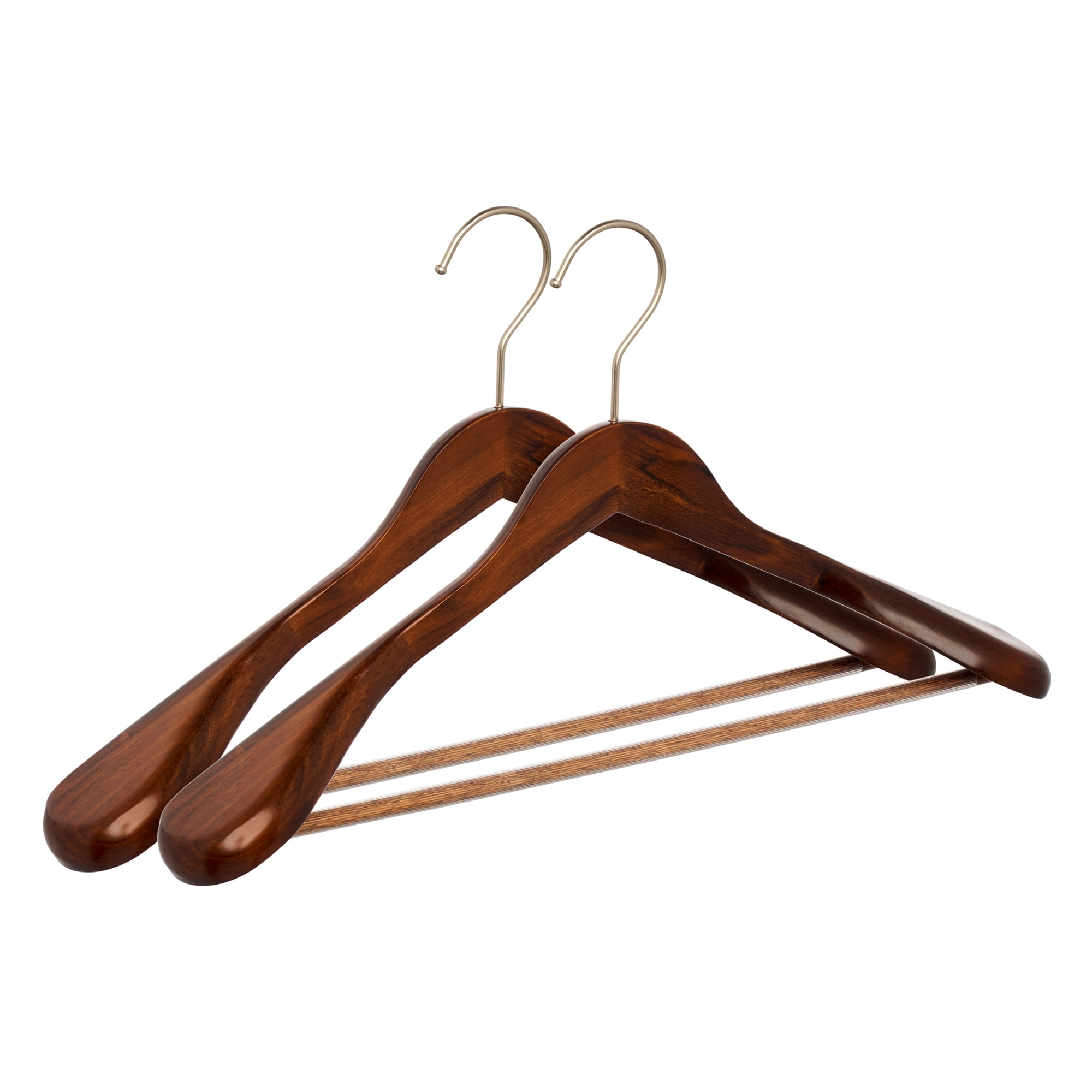 Unique Bargains 2Pcs Wood 360-Degree Space Saving Clothes Hangers Round Hook