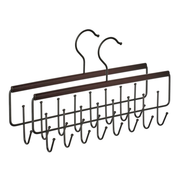 Unique Bargains 2Pcs Wood Cloth Hangers For Bras And Belts Vintage 8 Hooks