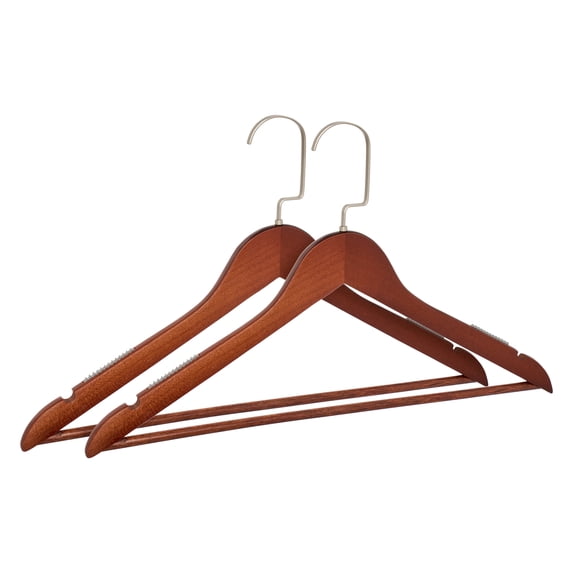 Unique Bargains 2Pcs Wood Durable Space Saving Home Clothes Hangers Anti-Slip