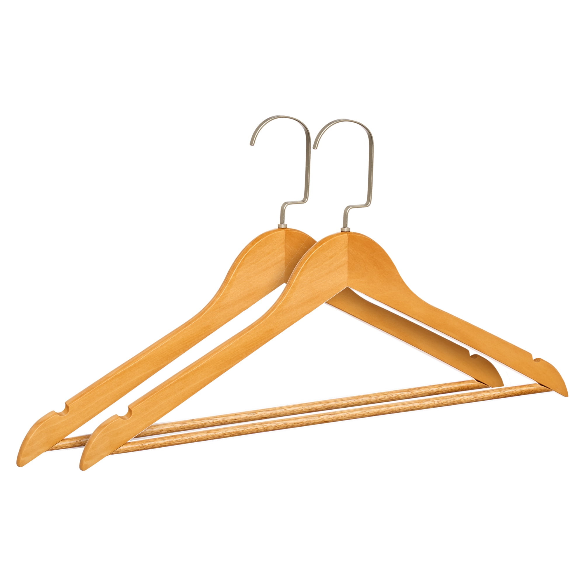 Unique Bargains 2Pcs Wood Durable Space Saving Home Clothes Hangers Flat Hook