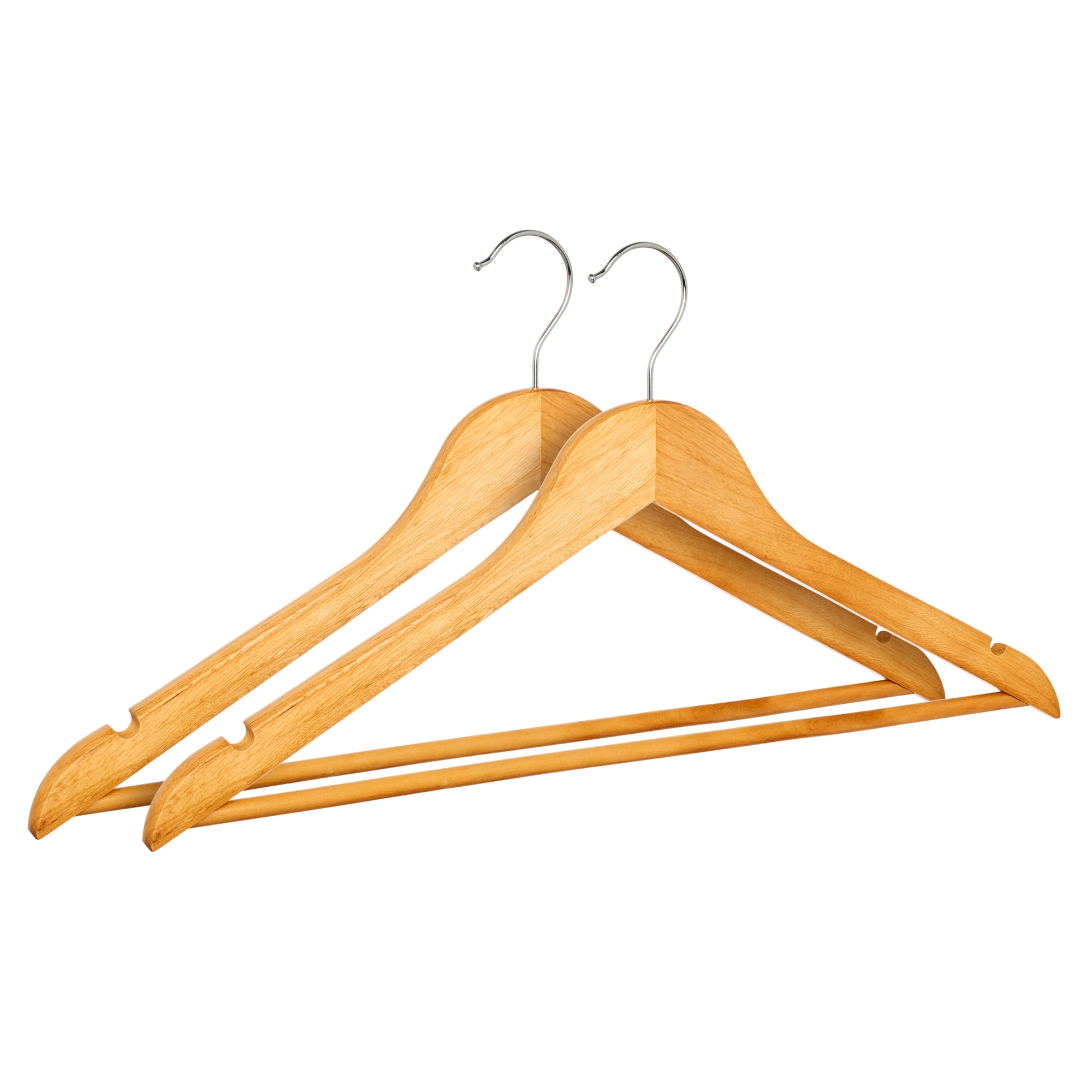 Unique Bargains 2Pcs Wood Durable Space Saving Home Clothes Hangers Natural