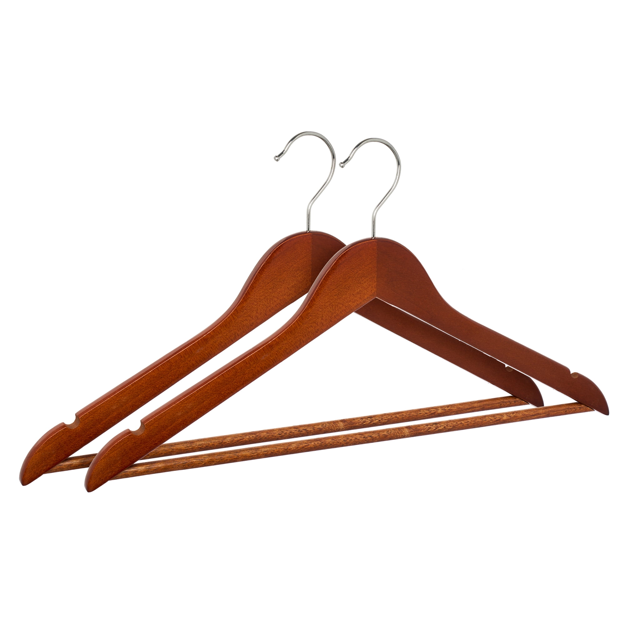 Unique Bargains 2Pcs Wood Durable Space Saving Home Clothes Hangers Retro
