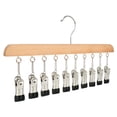 thumbnail image 1 of Unique Bargains 2Pcs Wood Minimalist Hangers With 10 Clips Natural, 1 of 6