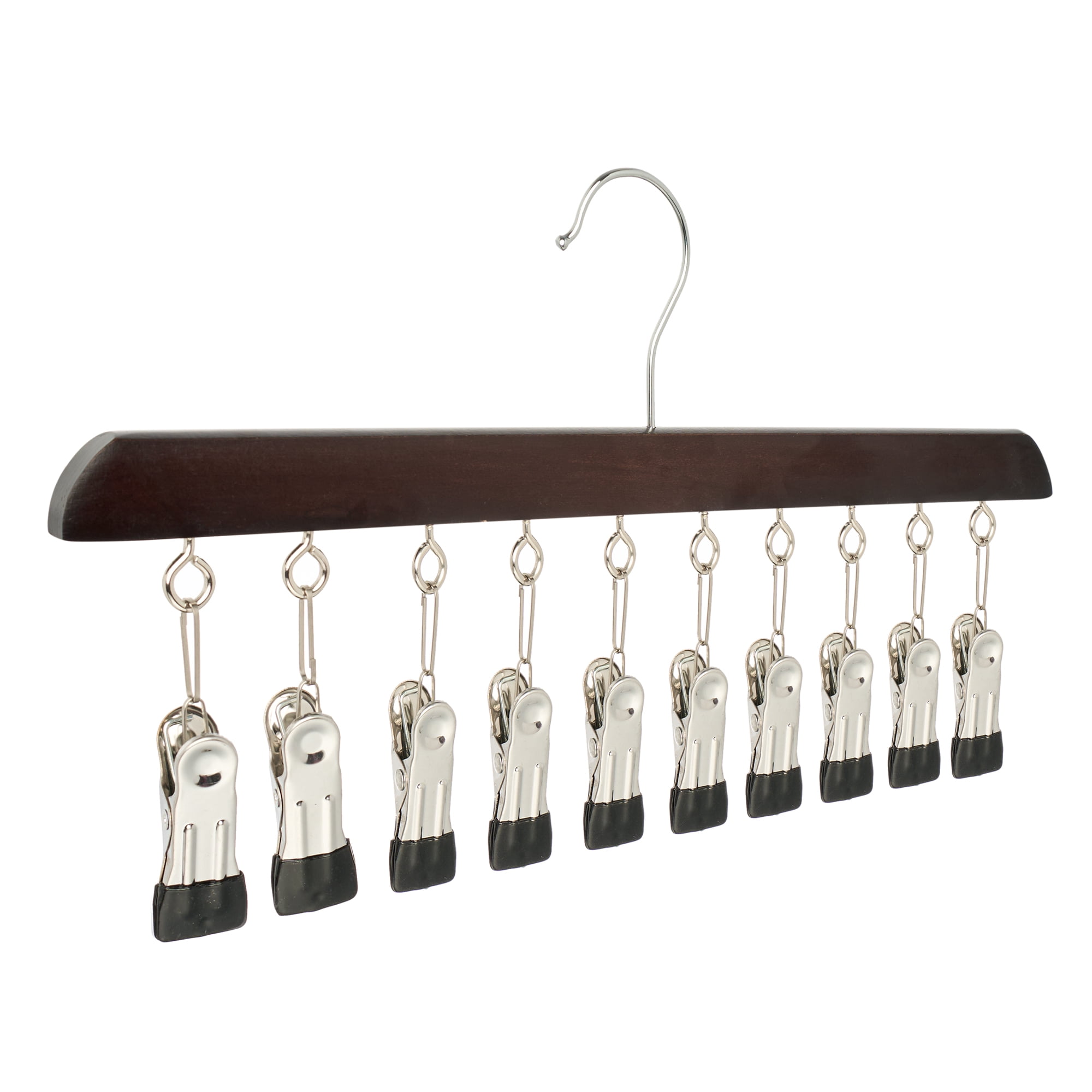 Unique Bargains 2Pcs Wood Minimalist Hangers With 10 Clips Vinatge