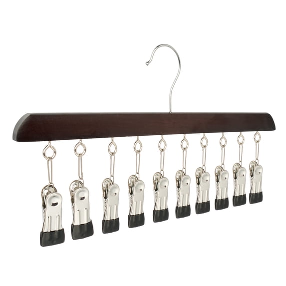 Unique Bargains 2Pcs Wood Minimalist Hangers With 10 Clips Vinatge