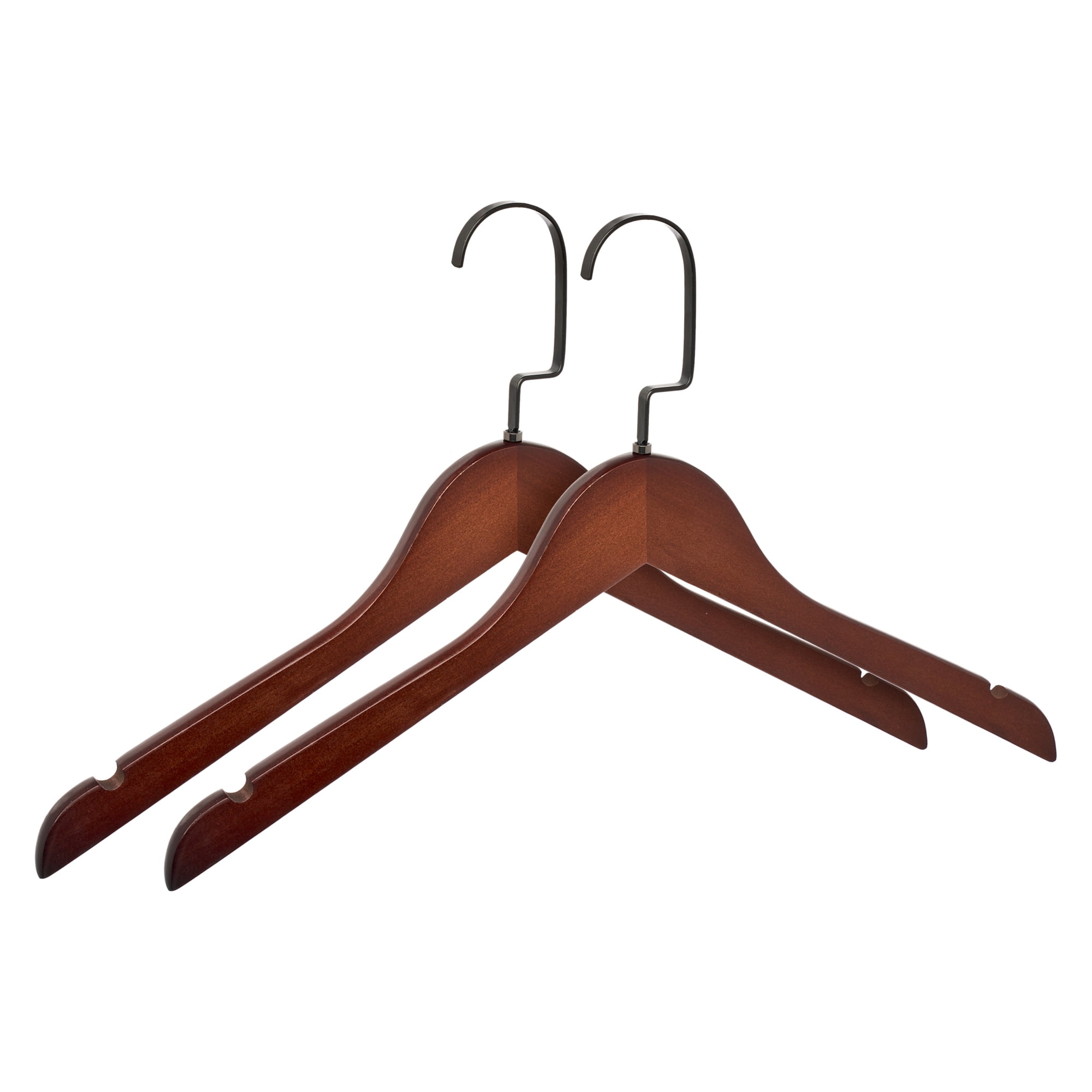 Unique Bargains 2Pcs Wood Nonslip Durable Hangers Black Flat Hook