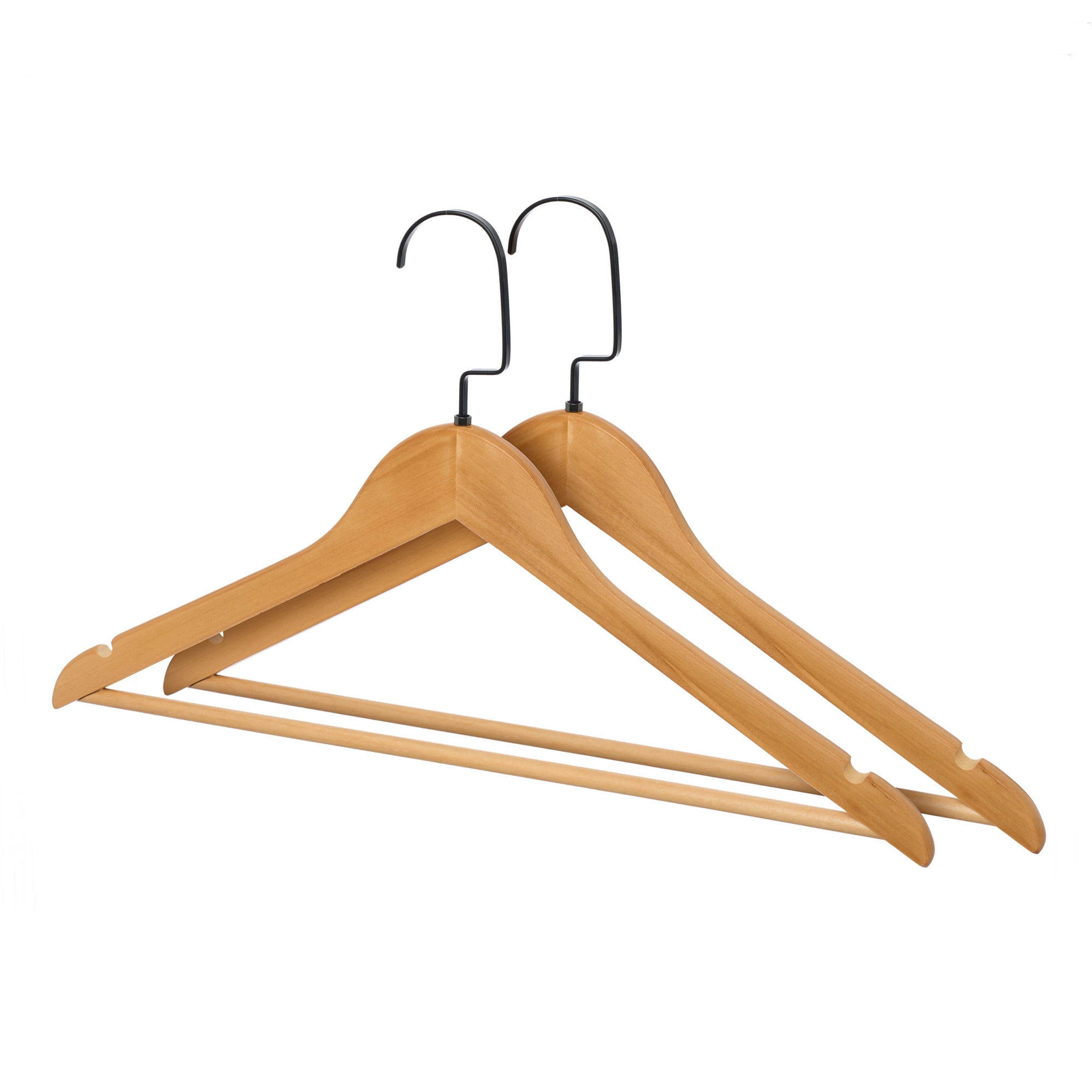 Unique Bargains 2Pcs Wood Nonslip Durable Hangers Natural