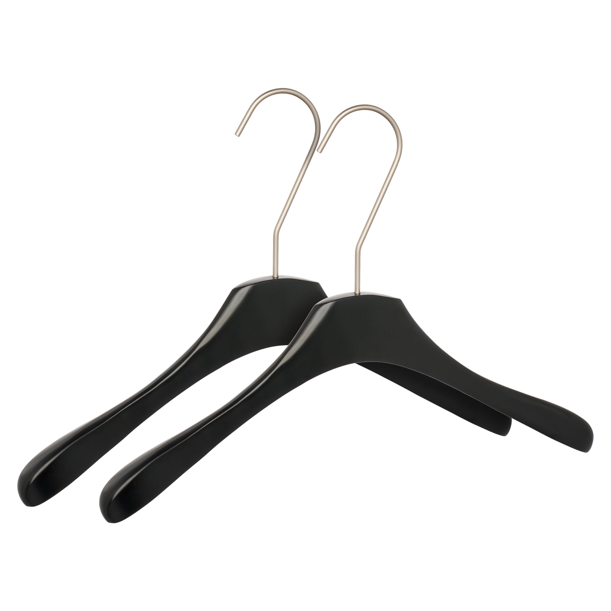 Unique Bargains 2Pcs Wood Nonslip Durable Hangers With Pinch Clips Black 15.7inch