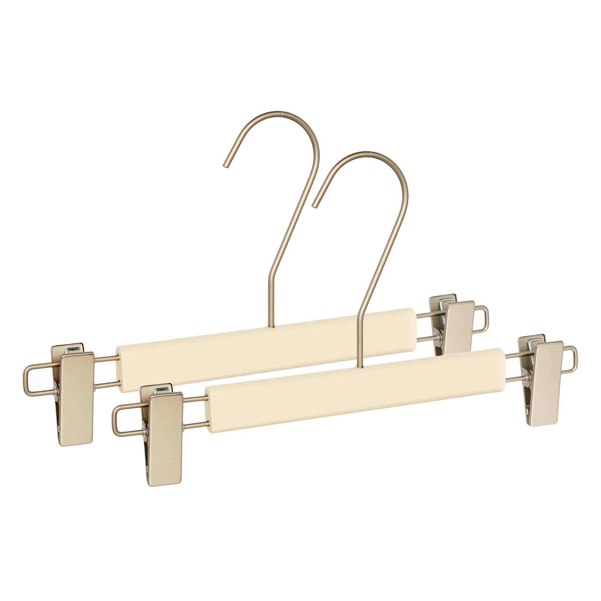 Unique Bargains 2Pcs Wood Nonslip Durable Space Saving Clothes Hangers Milk White 12.6inch