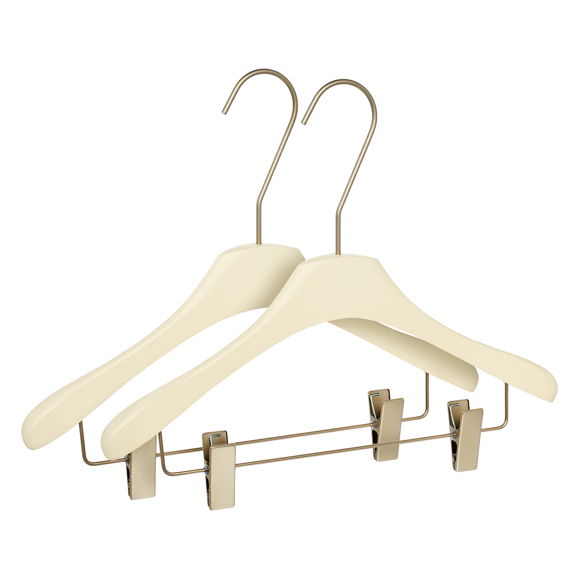 Unique Bargains 2Pcs Wood Nonslip Durable Space Saving Clothes Hangers White 15.7inch