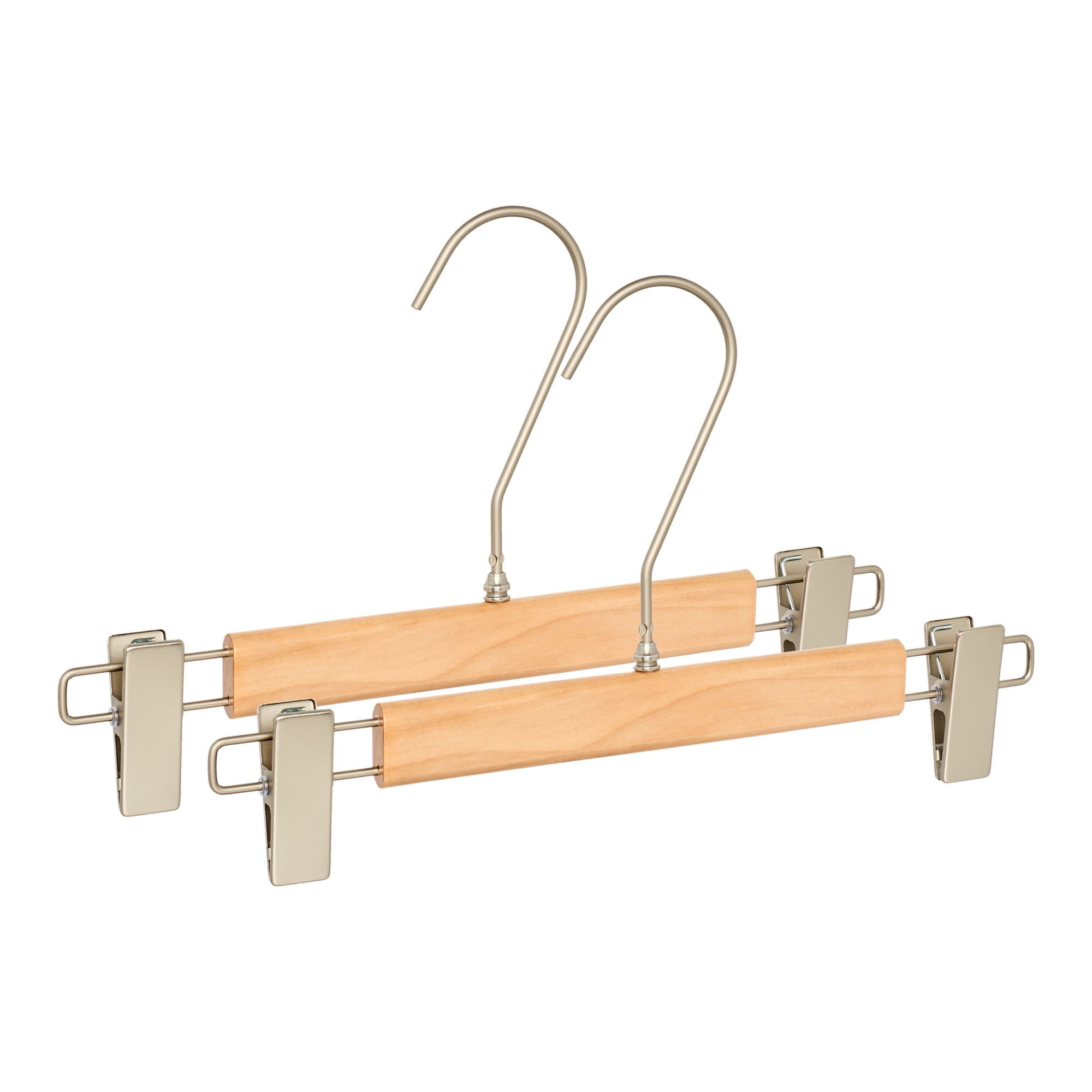 Unique Bargains 2Pcs Wood Nonslip Space Saving Clothes Hangers Natural 12.6inch