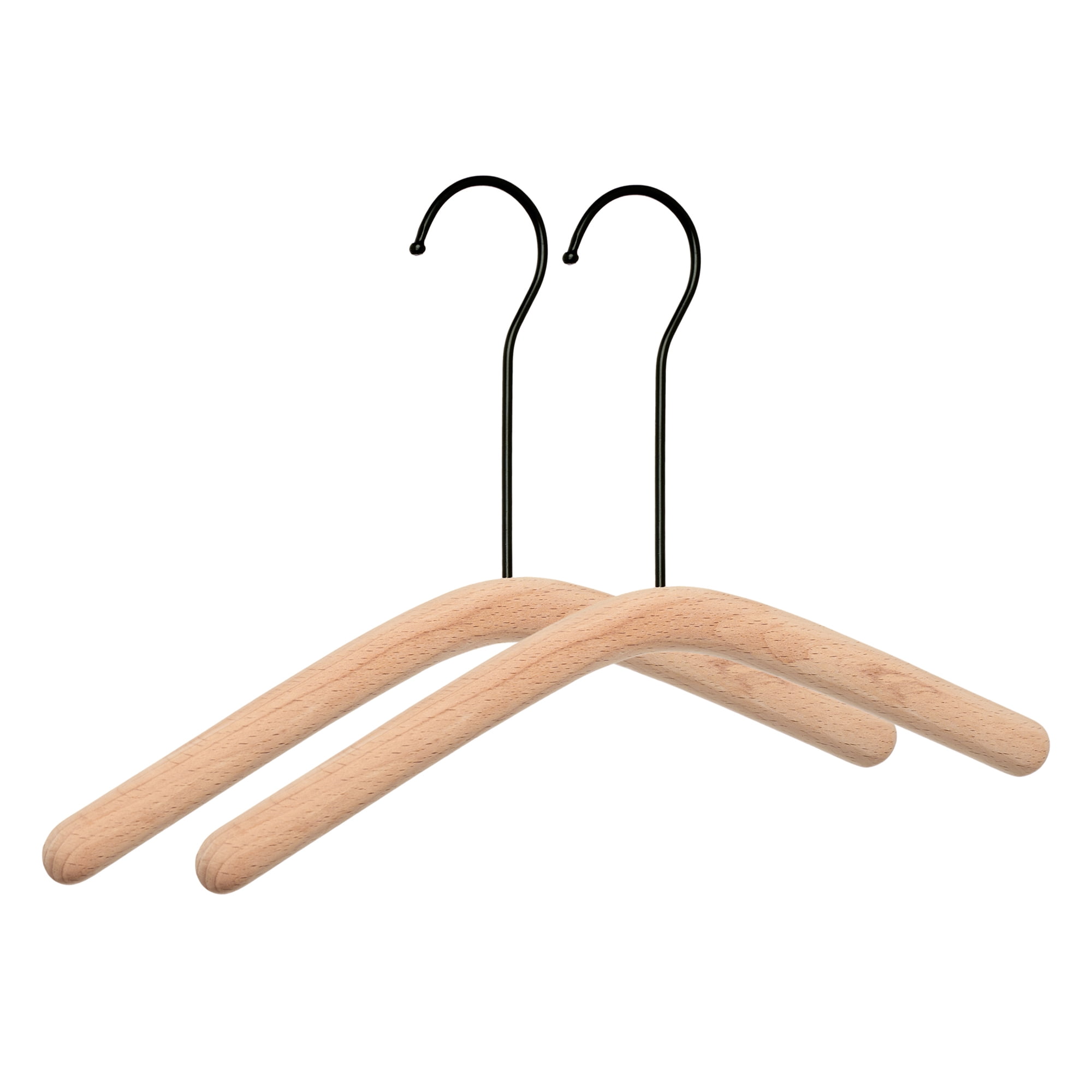 Unique Bargains 2Pcs Wood Nonslip Space Saving Hangers Black