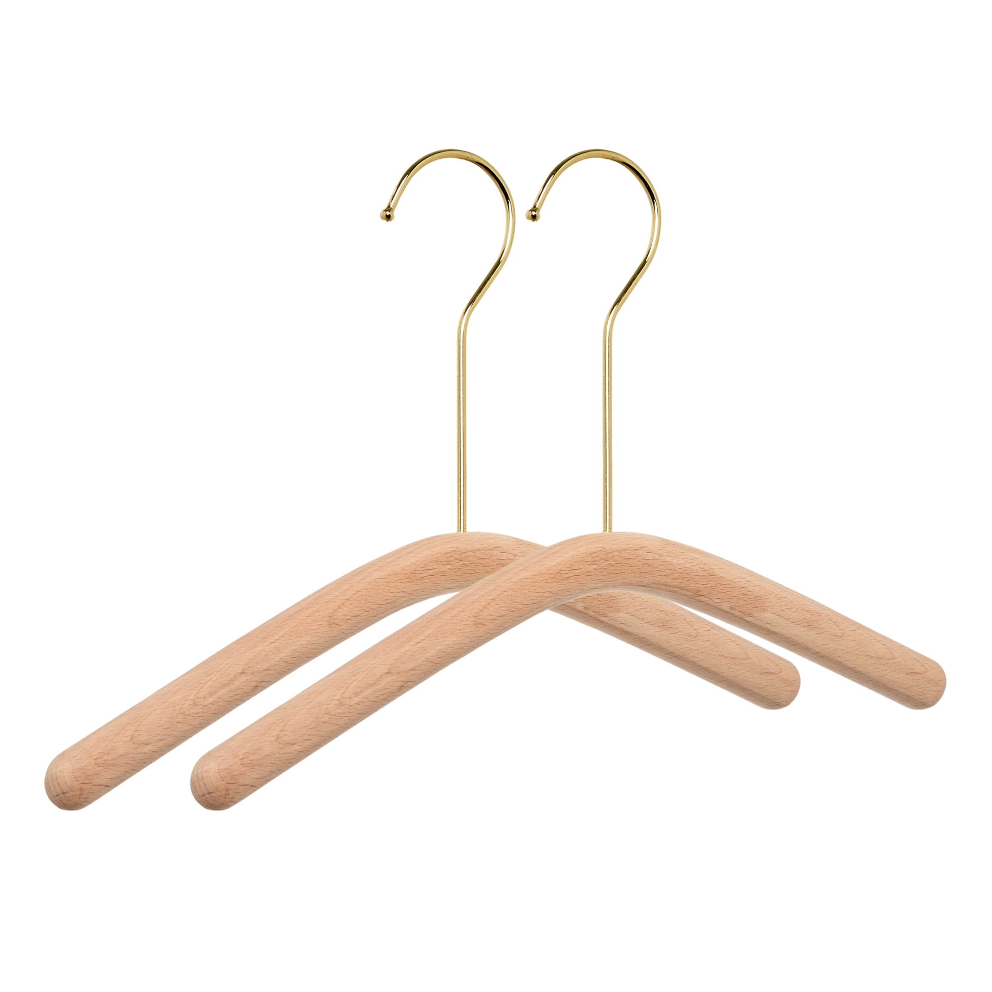 Unique Bargains 2Pcs Wood Nonslip Space Saving Hangers Gold