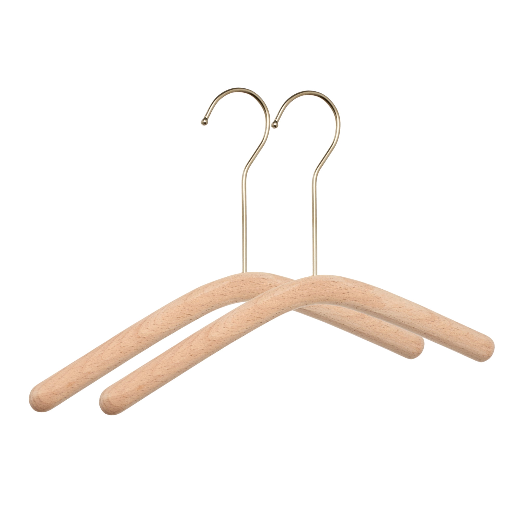 Unique Bargains 2Pcs Wood Nonslip Space Saving Hangers Silver