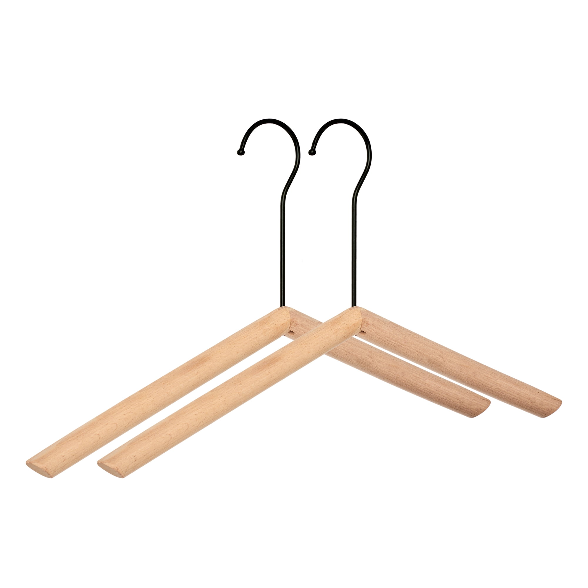 Unique Bargains 2Pcs Wood Space Saving Sleek Hangers Black