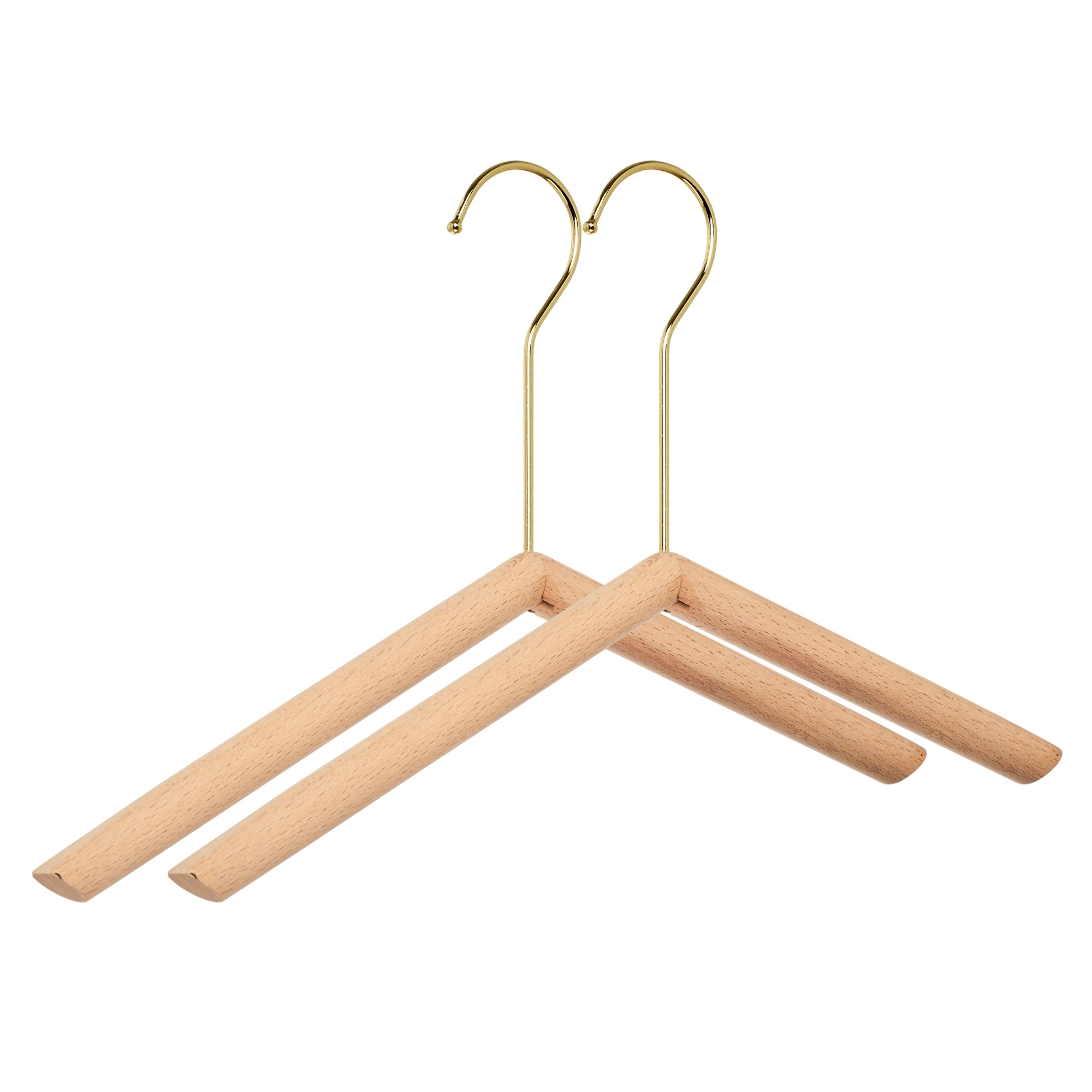 Unique Bargains 2Pcs Wood Space Saving Sleek Hangers Gold