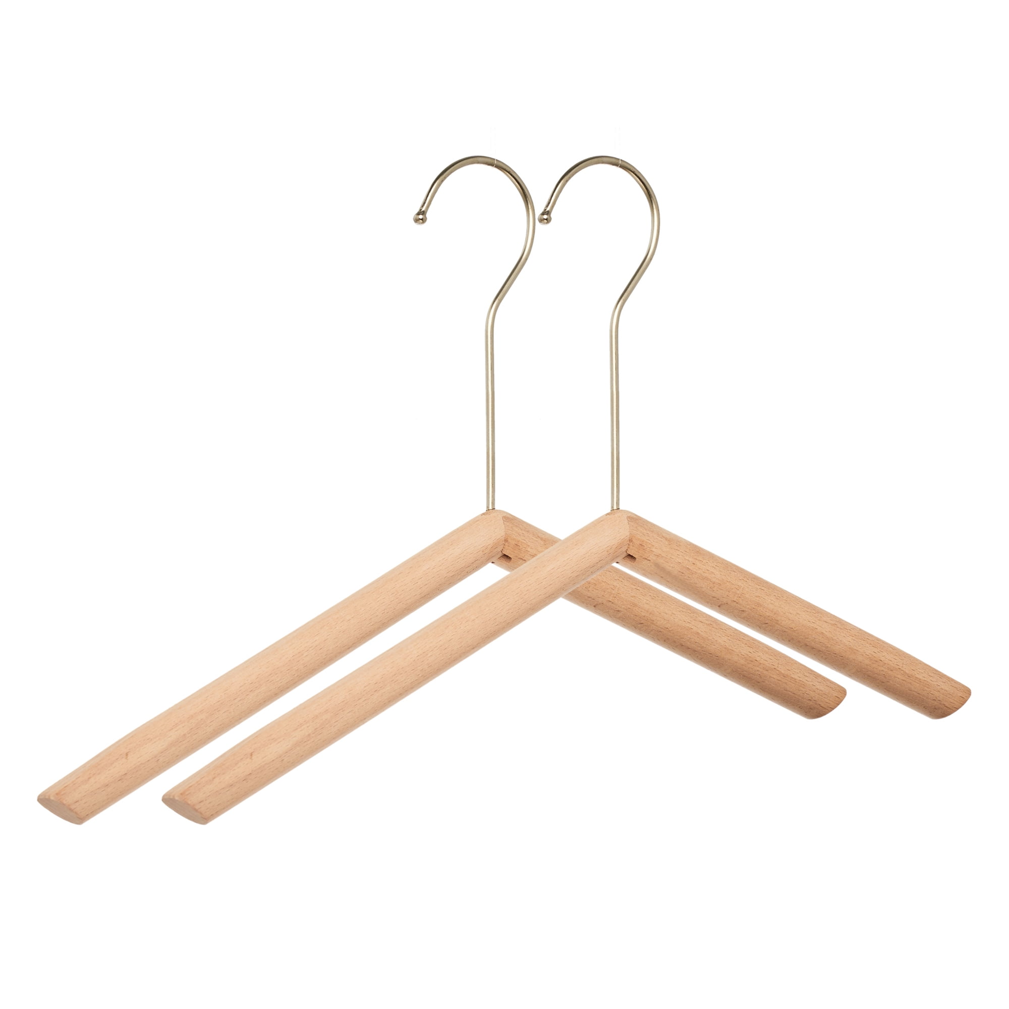 Unique Bargains 2Pcs Wood Space Saving Sleek Hangers Silver