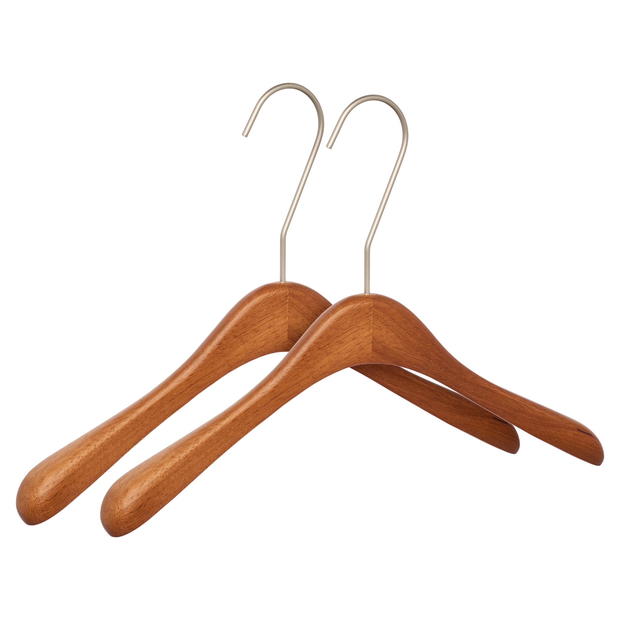 Unique Bargains 2Pcs Wood Space Saving Storage Pants Shirts Hanger Brown