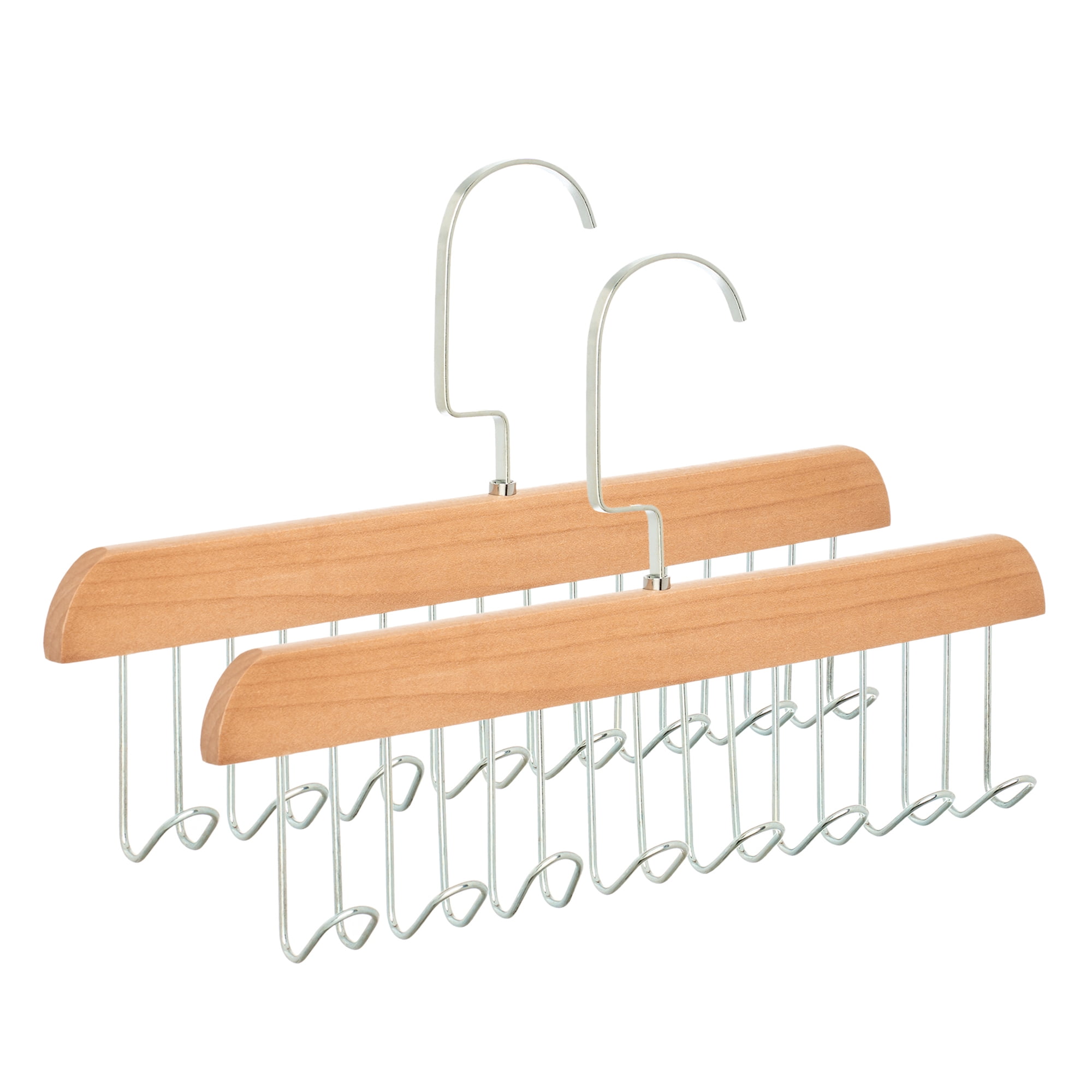 Unique Bargains 2Pcs Wood Tank Top Hanger With 8 Hooks Brown
