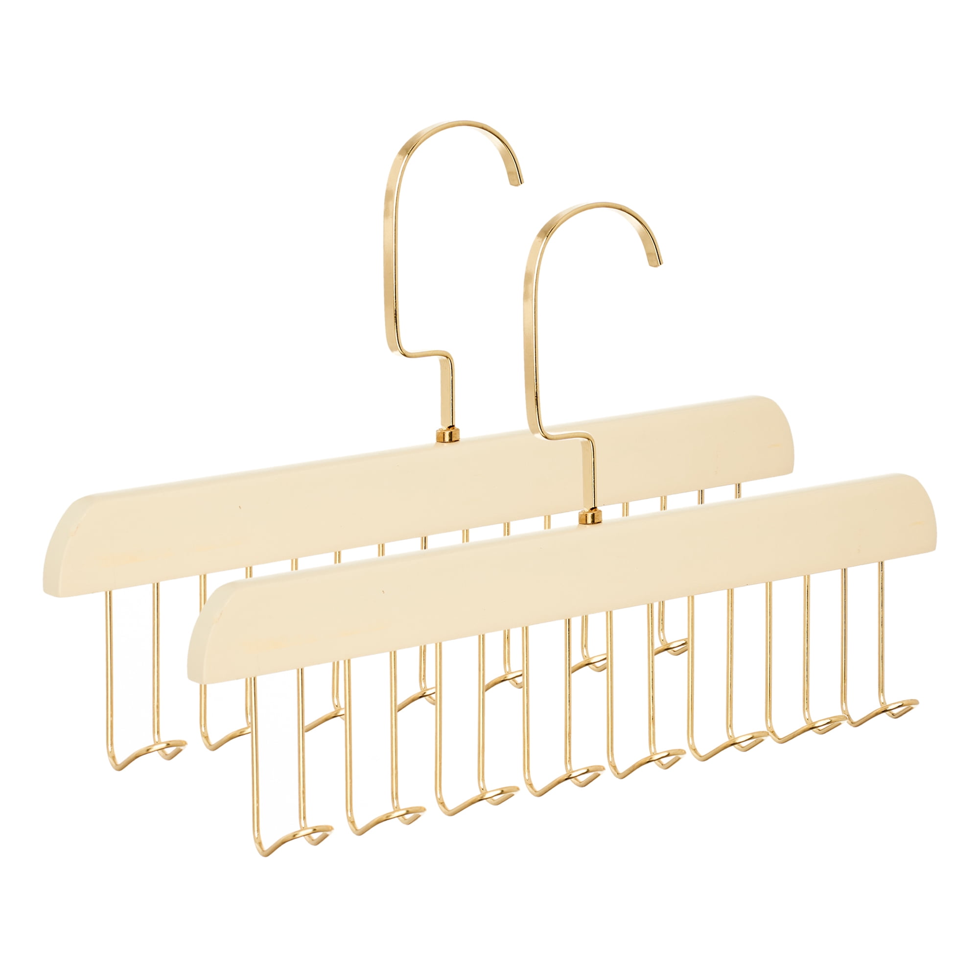 Unique Bargains 2Pcs Wood Tank Top Hanger With 8 Hooks Milk White